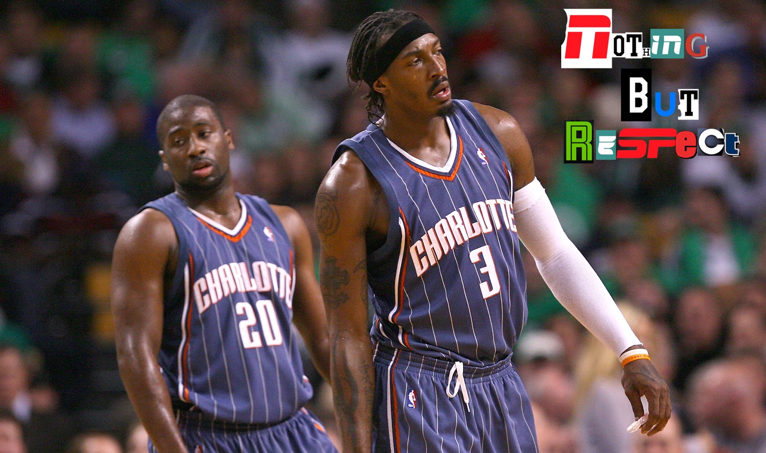 BOSTON, MA - OCTOBER 28: Raymond Felton #20 and Gerald Wallace #3 of the Charlotte Bobcats react during a game with the Boston Celtics at the TD Banknorth Garden on October 28, 2009 in Boston, Massachusetts. NOTE TO USER: User expressly acknowledges and agrees that, by downloading and/or using this Photograph, user is consenting to the terms and conditions of the Getty Images License Agreement. (Photo by Jim Rogash/Getty Images)