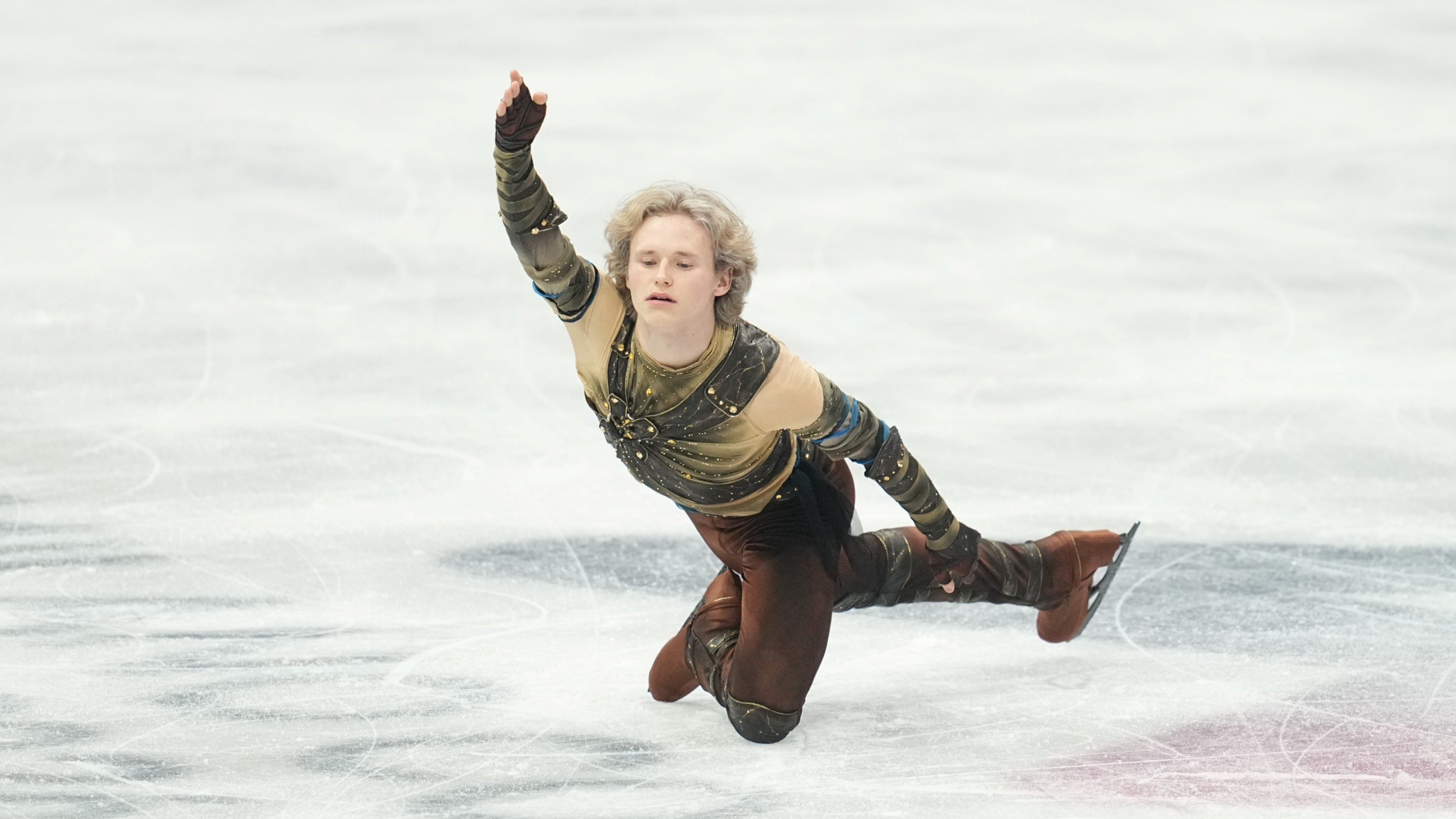 Ilia Malinin (United States of America) competes during the Figure Skating Men Single Skating Short Programme Final Figure Skating competition.