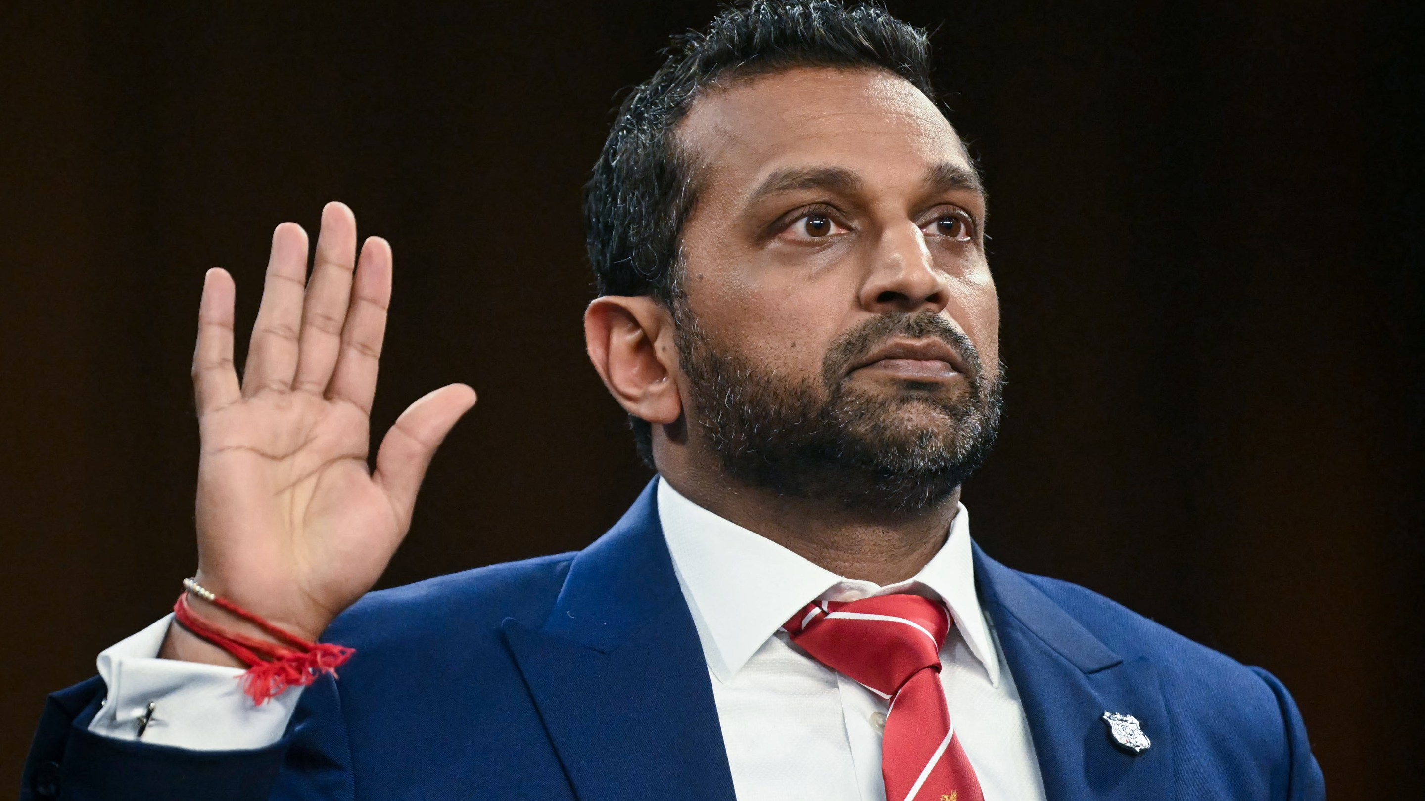 FBI Director Kash Patel is sworn in before testifying during a Senate Judiciary Committee hearing on "Oversight of the Federal Bureau of Investigation" on Capitol Hill in Washington, DC on September 16, 2025. Patel faces the Senate panel amid criticism of his handling of the investigation into the murder of conservative activist Charlie Kirk and the case of sex offender Jeffrey Epstein. (Photo by Jim WATSON / AFP) (Photo by JIM WATSON/AFP via Getty Images)