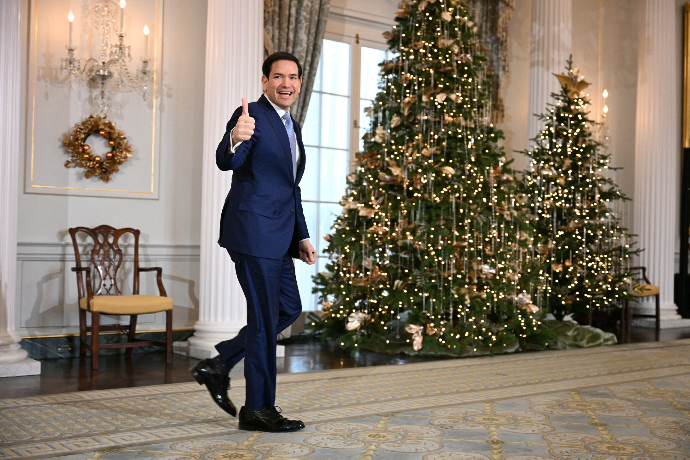 US Secretary of State Marco Rubio arrives ahead a meeting with Paraguay's Foreign Minister Ruben Ramirez Lezcano at the State Department in Washington, DC on December 15, 2025.