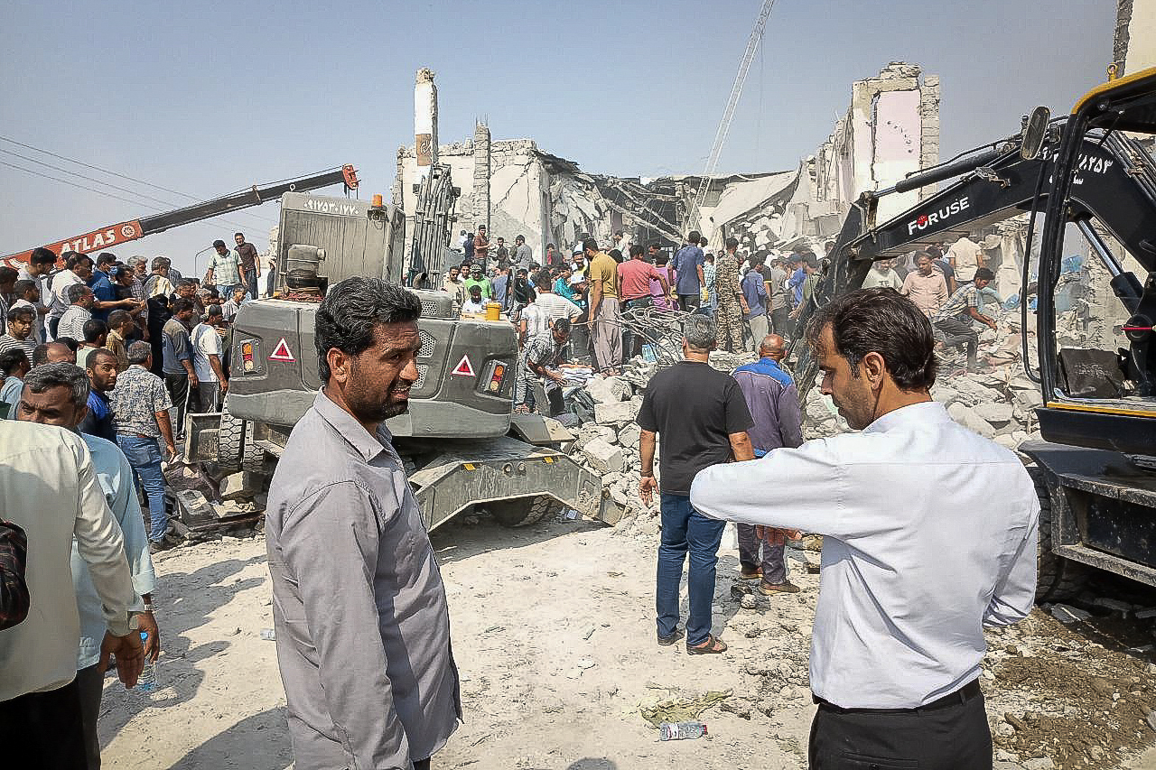 This picture obtained from Iran's ISNA news agency shows the site of a strike on a girls' school in Minab