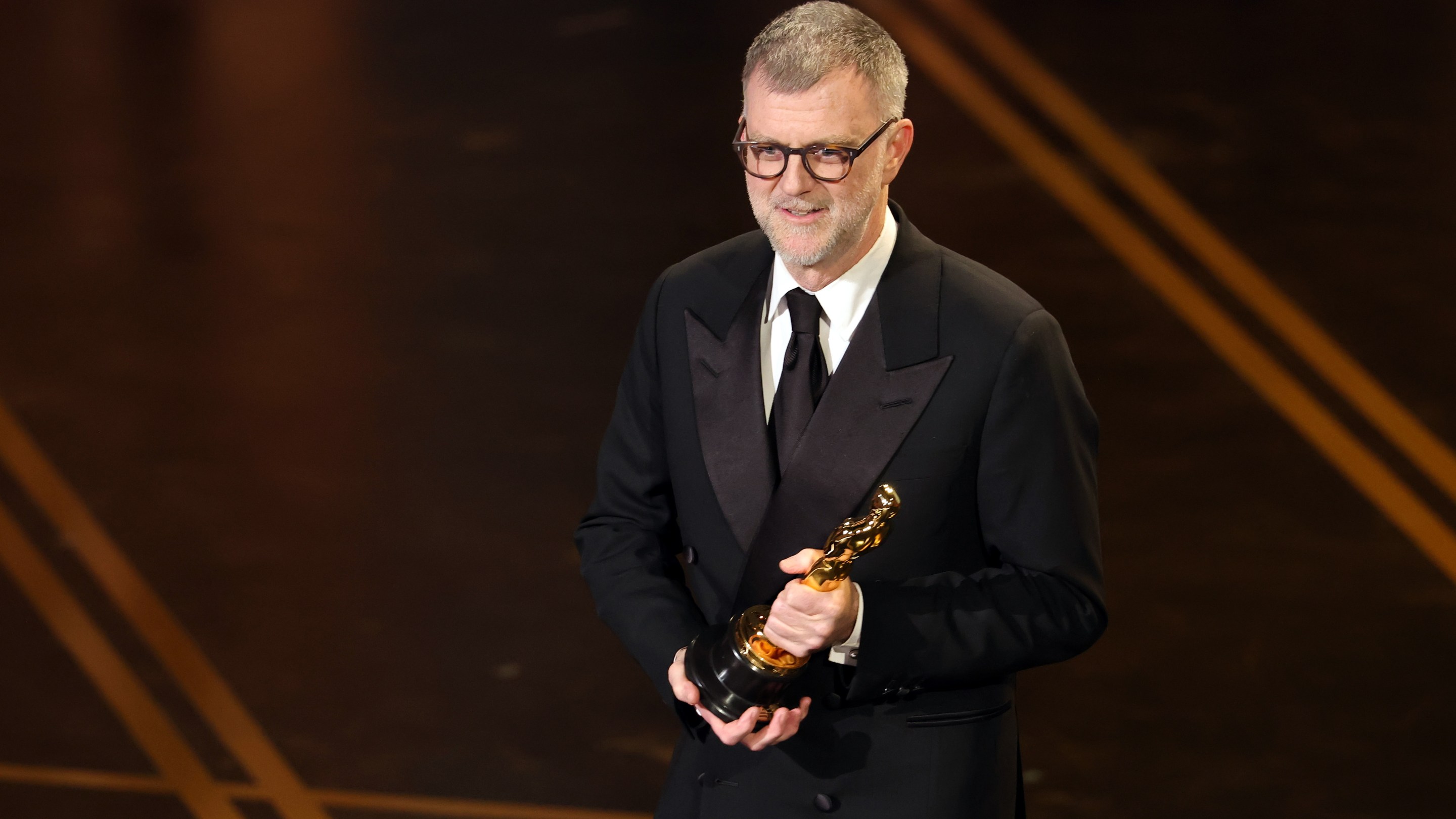 Paul Thomas Anderson accepting an Academy Award