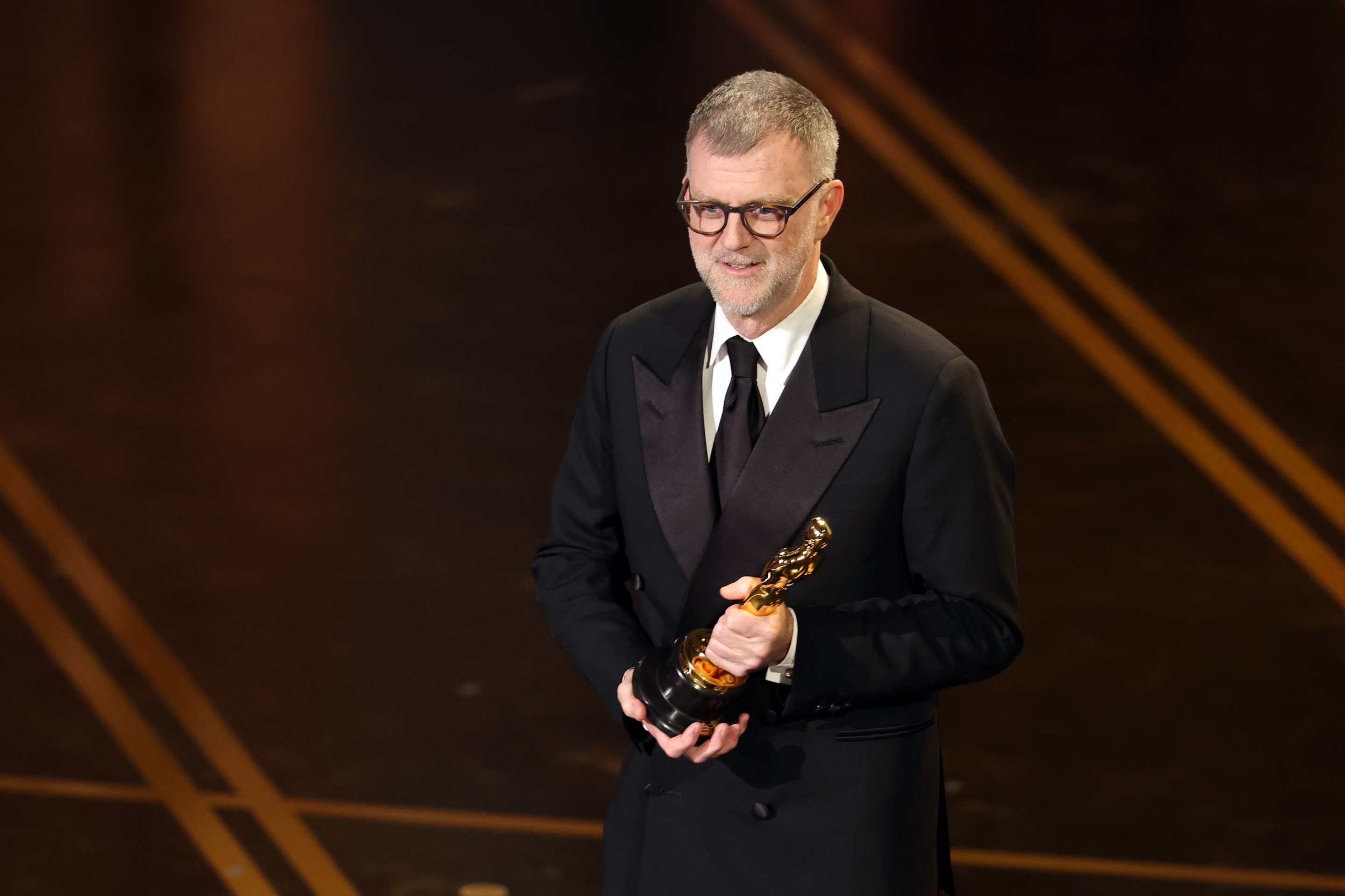 Paul Thomas Anderson accepting an Academy Award