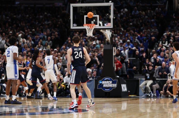Braylon Mullins of the UConn Huskies hits the game winning shot