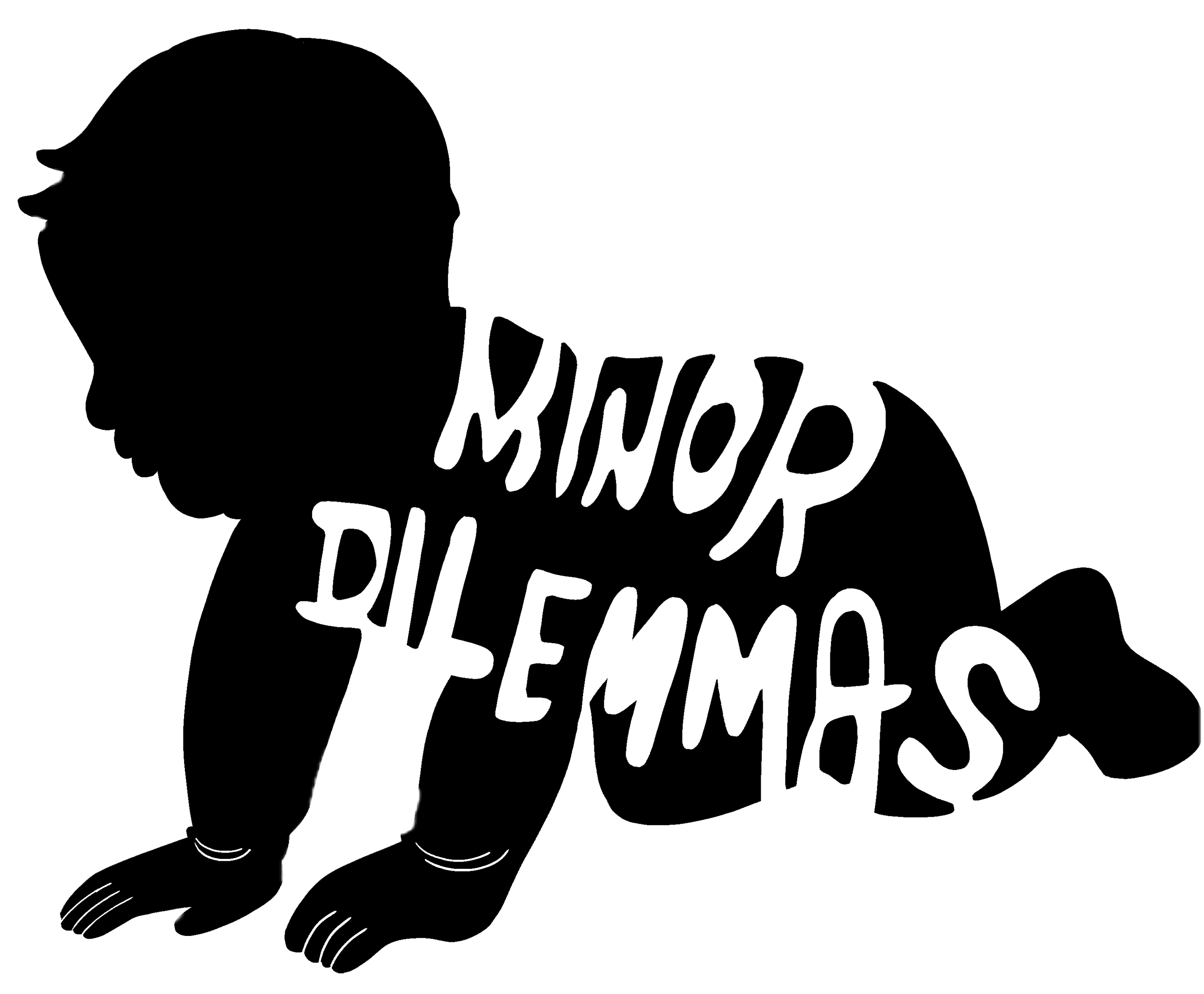 A silhouette of a baby with Minor Dilemmas written over it