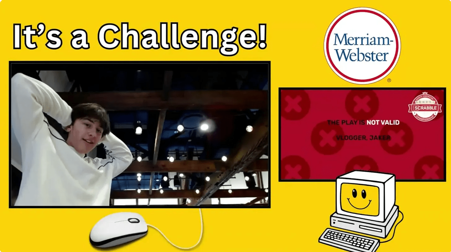 A player reacts to a word being ruled invalid