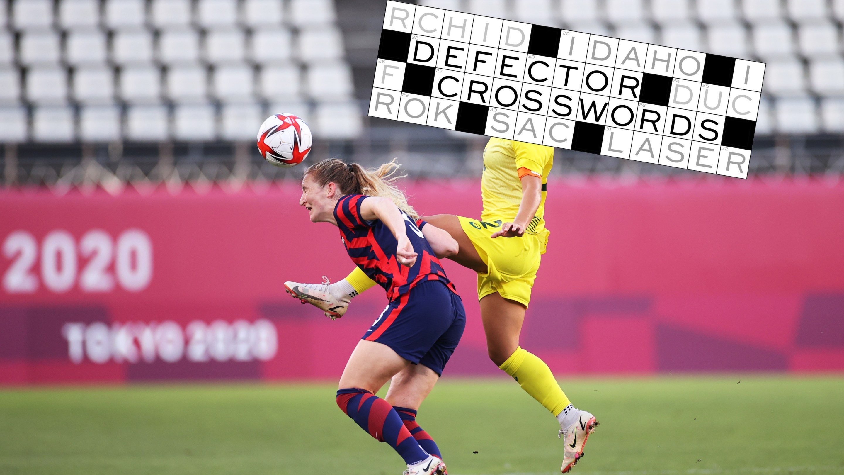 Sam Kerr #2 of Team Australia battles for possession with Samantha Mewis #3 of Team United States during the Women's Bronze Medal match between United States and Australia on day thirteen of the Tokyo 2020 Olympic Games at Kashima Stadium on August 05, 2021 in Kashima, Japan.