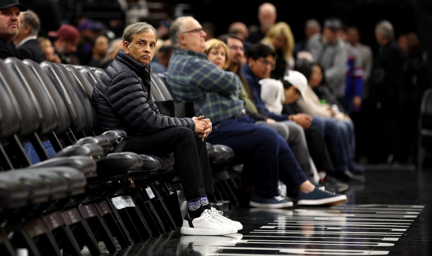 SACRAMENTO, CALIFORNIA - NOVEMBER 13: Sacramento Kings owner Vivek Ranadivé watches the Kings play the Phoenix Suns at Golden 1 Center on November 13, 2024 in Sacramento, California. NOTE TO USER: User expressly acknowledges and agrees that, by downloading and/or using this photograph, user is consenting to the terms and conditions of the Getty Images License Agreement. (Photo by Ezra Shaw/Getty Images)