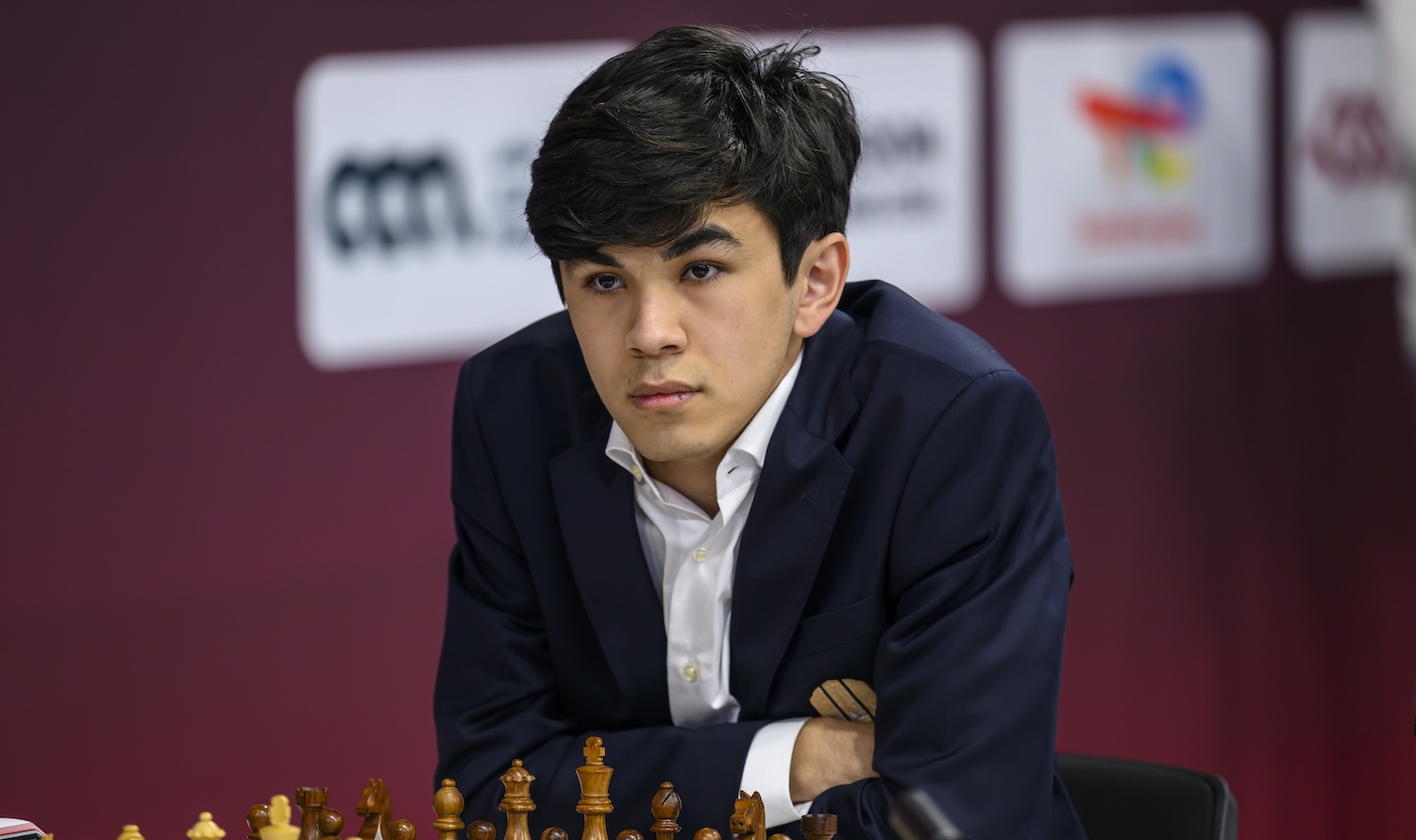 Sindarov Javokhir of Uzbekistan competes against Matlakov Maxim of Russia during the Rapid Open sixth round of the FIDE World Rapid &amp; Blitz Championship at the Sports and Events Complex, Qatar University, in Doha, Qatar, on December 27, 2025. (Photo by Noushad Thekkayil/NurPhoto via Getty Images)