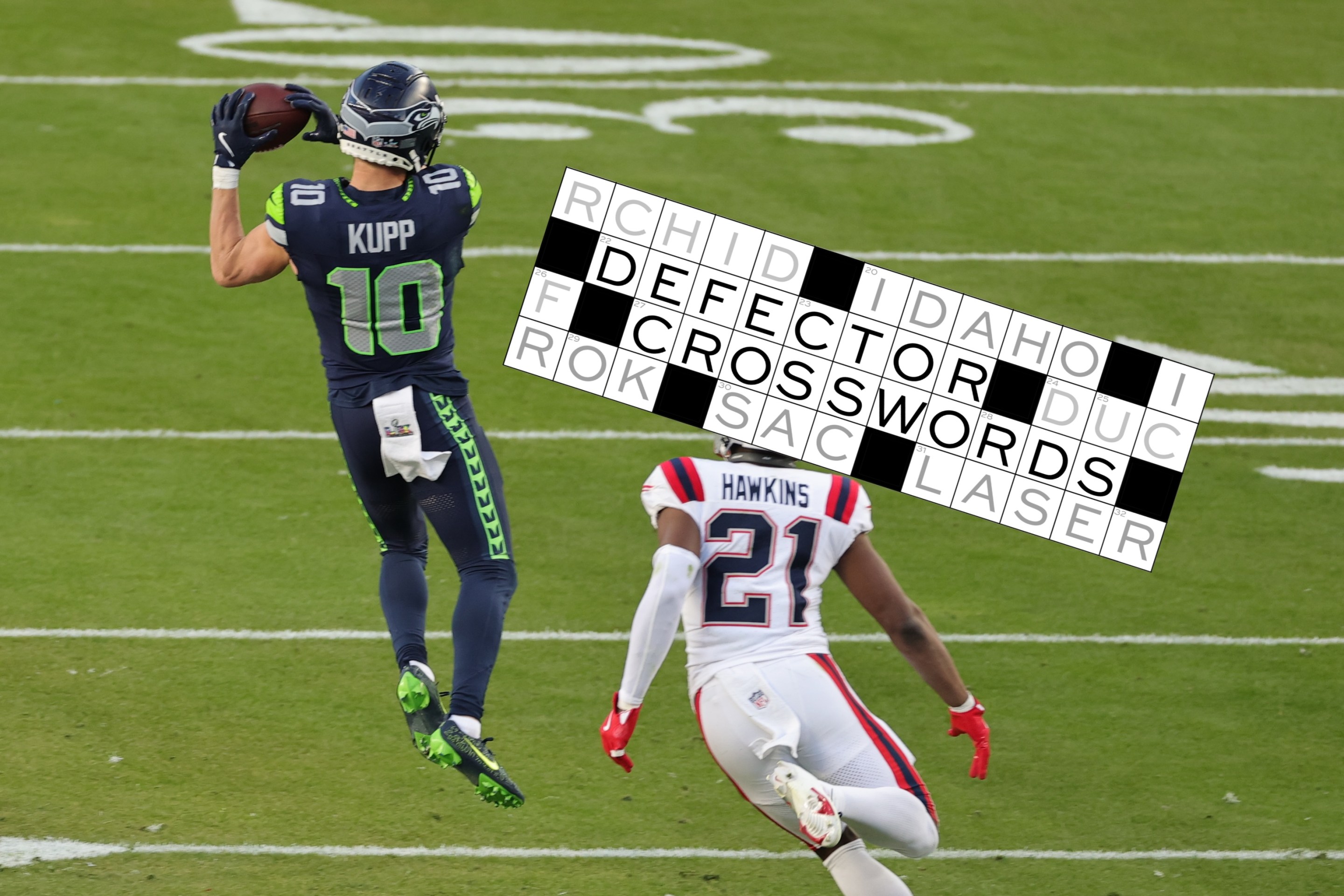 SANTA CLARA, CA - FEBRUARY 08: Seattle Seahawks wide receiver Cooper Kupp (10) makes a catch during the Seattle Seahawks versus the New England Patriots Super Bowl LX game on February 8, 2026, at Levi's Stadium in Santa Clara, CA.