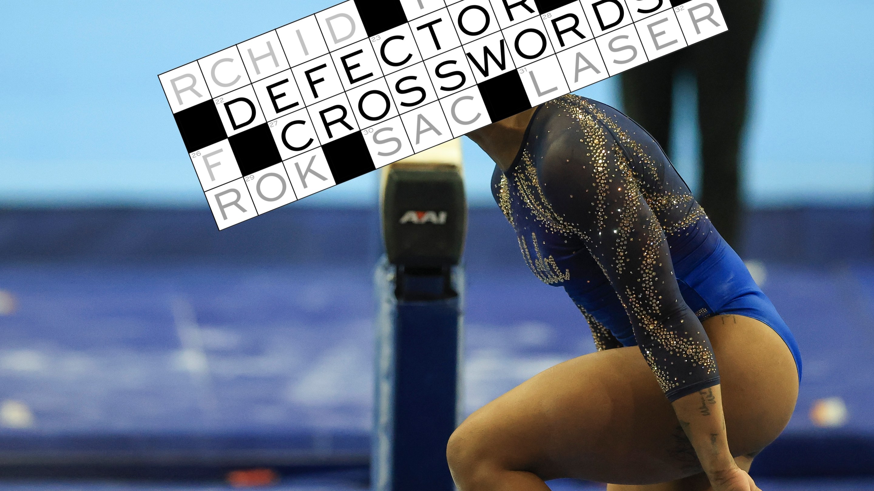 Jordan Chiles of the UCLA Bruins celebrates after her routine on the balance beam against the Utah Utes at UCLA Pauley Pavilion in Los Angeles, California, on March 14, 2026.