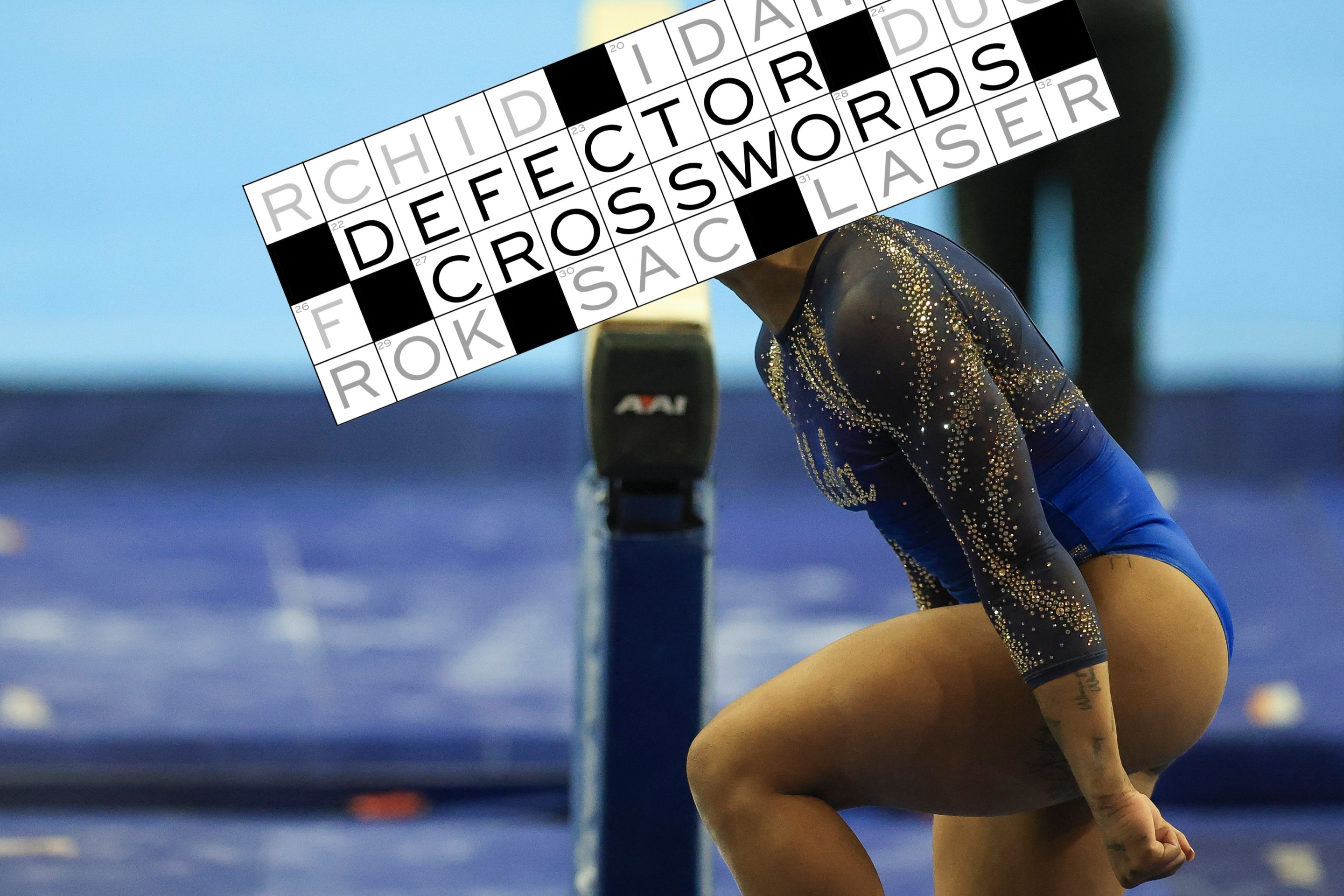Jordan Chiles of the UCLA Bruins celebrates after her routine on the balance beam against the Utah Utes at UCLA Pauley Pavilion in Los Angeles, California, on March 14, 2026.