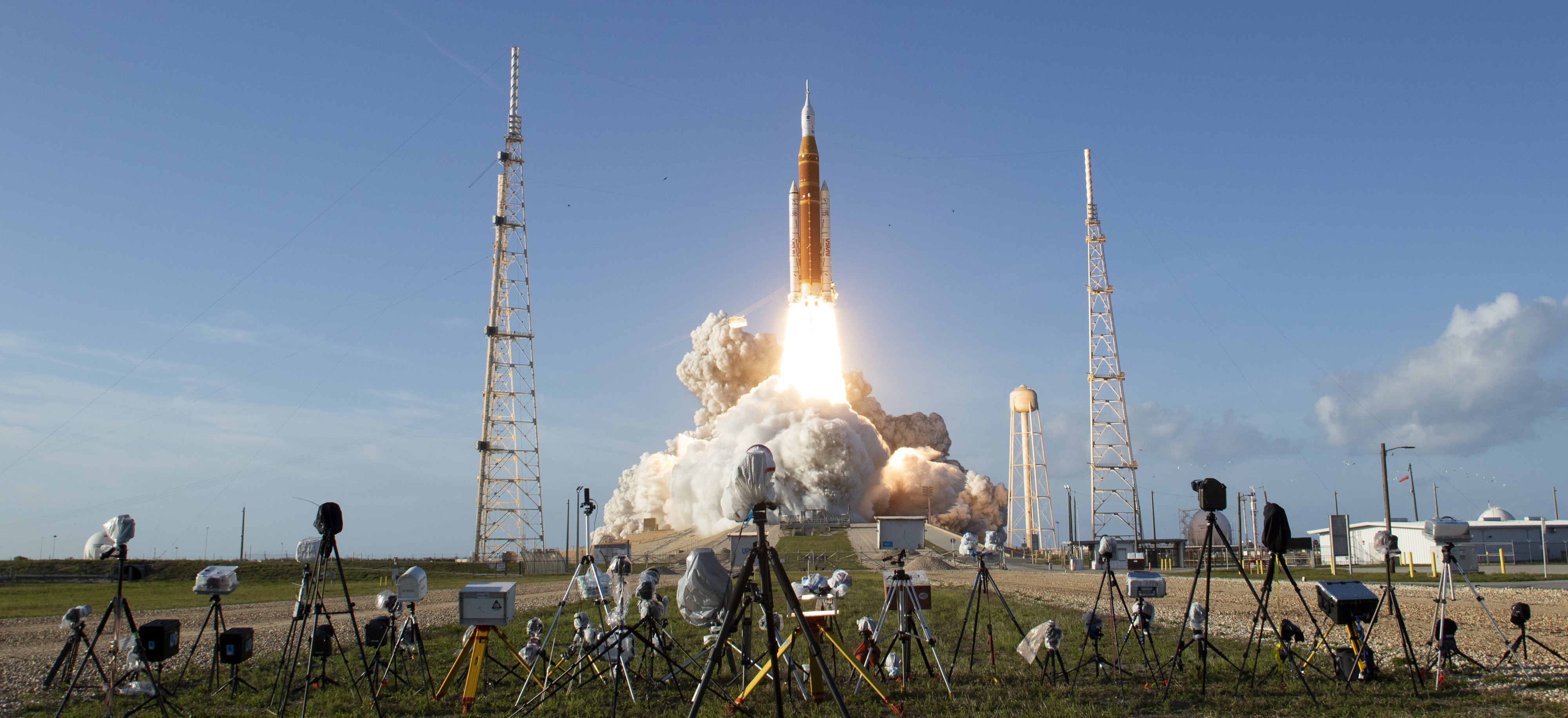 CAPE CANAVERAL, FLORIDA - APRIL 01: (EDITOR'S NOTE: Getty Images provides access to this publicly distributed image for editorial purposes and is not the copyright owner. Additional permissions may be required and are the sole responsibility of the end user.) In this handout image provided by NASA, NASA's Space Launch System rocket carrying the Orion spacecraft with NASA astronauts Reid Wiseman, commander; Victor Glover, pilot; Christina Koch, mission specialist; and CSA (Canadian Space Agency) astronaut Jeremy Hansen, mission specialist onboard launches on the Artemis II mission, Wednesday, April 1, 2026, from Launch Complex 39B at NASA's Kennedy Space Center in Florida. NASA's Artemis II mission will take Wiseman, Glover, Koch, and Hansen on a 10-day journey around the Moon and back aboard their Orion spacecraft. The quartet launched at 6:35 p.m. EDT, from Launch Complex 39B at the Kennedy Space Center. (Photo by Aubrey Gemignani/NASA/Getty Images)