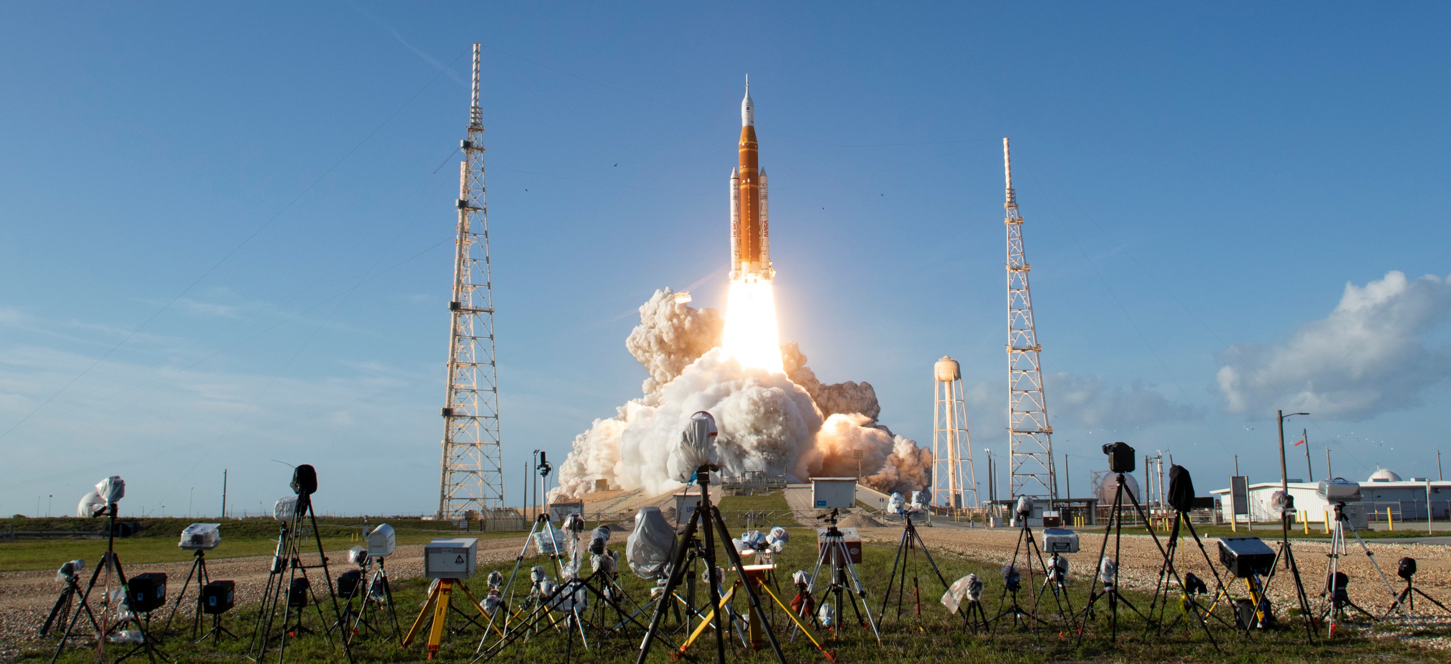 CAPE CANAVERAL, FLORIDA - APRIL 01: (EDITOR'S NOTE: Getty Images provides access to this publicly distributed image for editorial purposes and is not the copyright owner. Additional permissions may be required and are the sole responsibility of the end user.) In this handout image provided by NASA, NASA's Space Launch System rocket carrying the Orion spacecraft with NASA astronauts Reid Wiseman, commander; Victor Glover, pilot; Christina Koch, mission specialist; and CSA (Canadian Space Agency) astronaut Jeremy Hansen, mission specialist onboard launches on the Artemis II mission, Wednesday, April 1, 2026, from Launch Complex 39B at NASA's Kennedy Space Center in Florida. NASA's Artemis II mission will take Wiseman, Glover, Koch, and Hansen on a 10-day journey around the Moon and back aboard their Orion spacecraft. The quartet launched at 6:35 p.m. EDT, from Launch Complex 39B at the Kennedy Space Center. (Photo by Aubrey Gemignani/NASA/Getty Images)