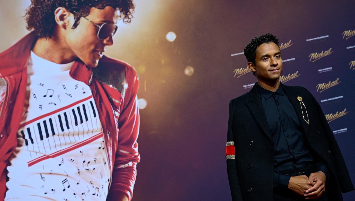 US actor Jaafar Jackson poses for photogaphers as he arrives on the red carpet for the world premiere of the Michael Jackson biopic "Michael" at the Uber Eats Music Hall in Berlin on April 10, 2026.