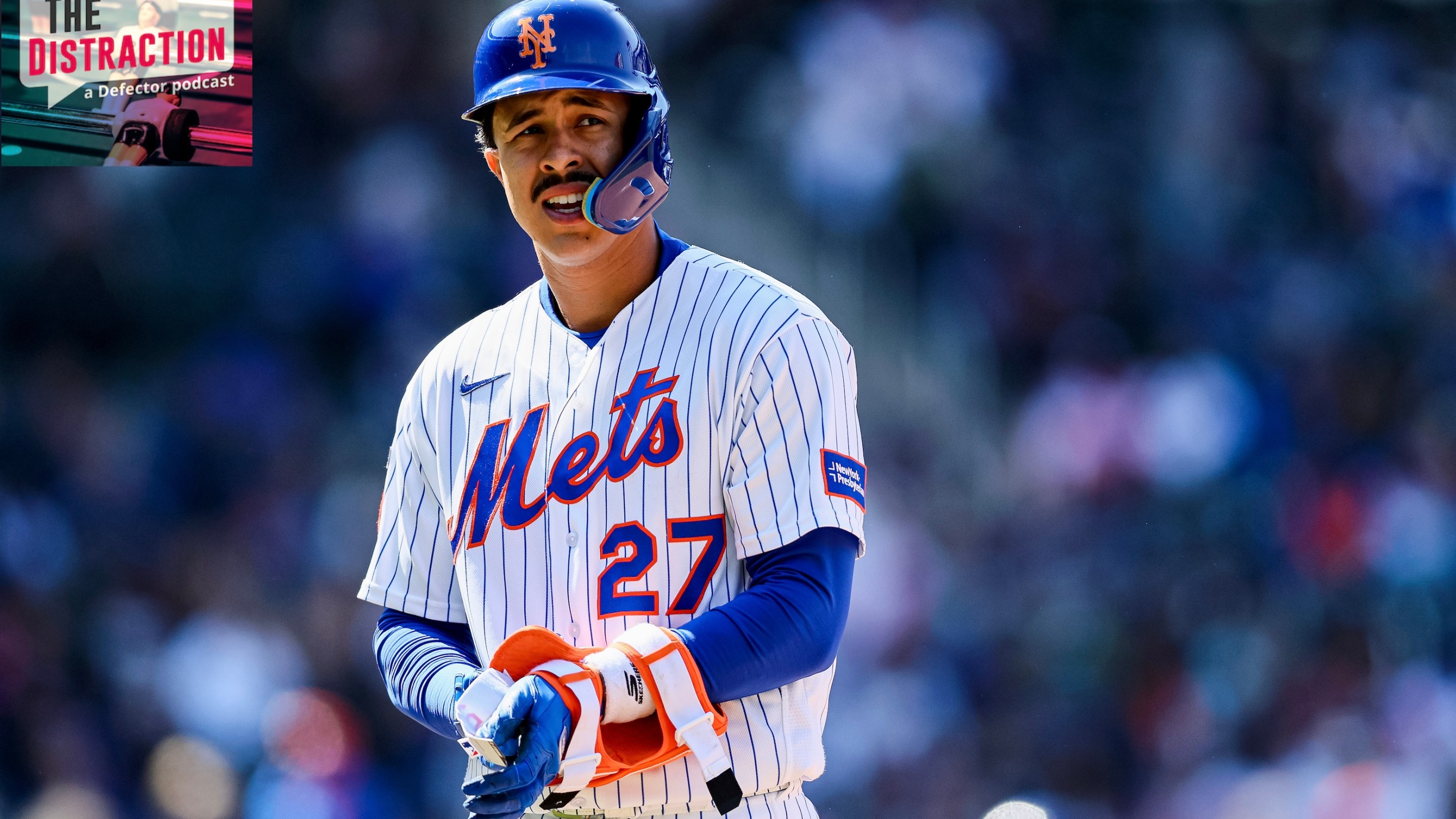 Mark Vientos of the New York Mets reacts after flying out against the Athletics during the sixth inning at Citi Field on April 12, 2026 in New York City.
