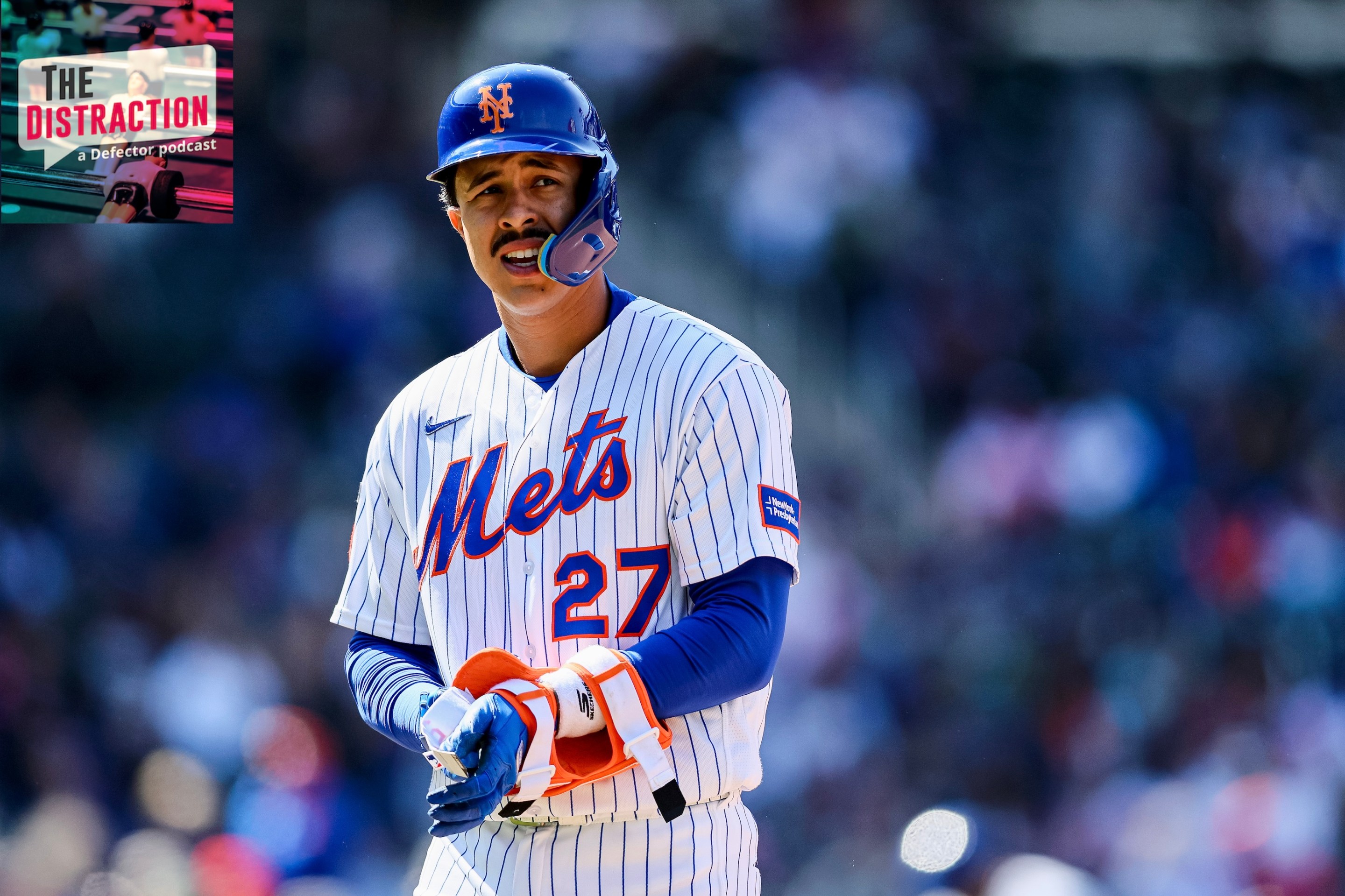 Mark Vientos of the New York Mets reacts after flying out against the Athletics during the sixth inning at Citi Field on April 12, 2026 in New York City.