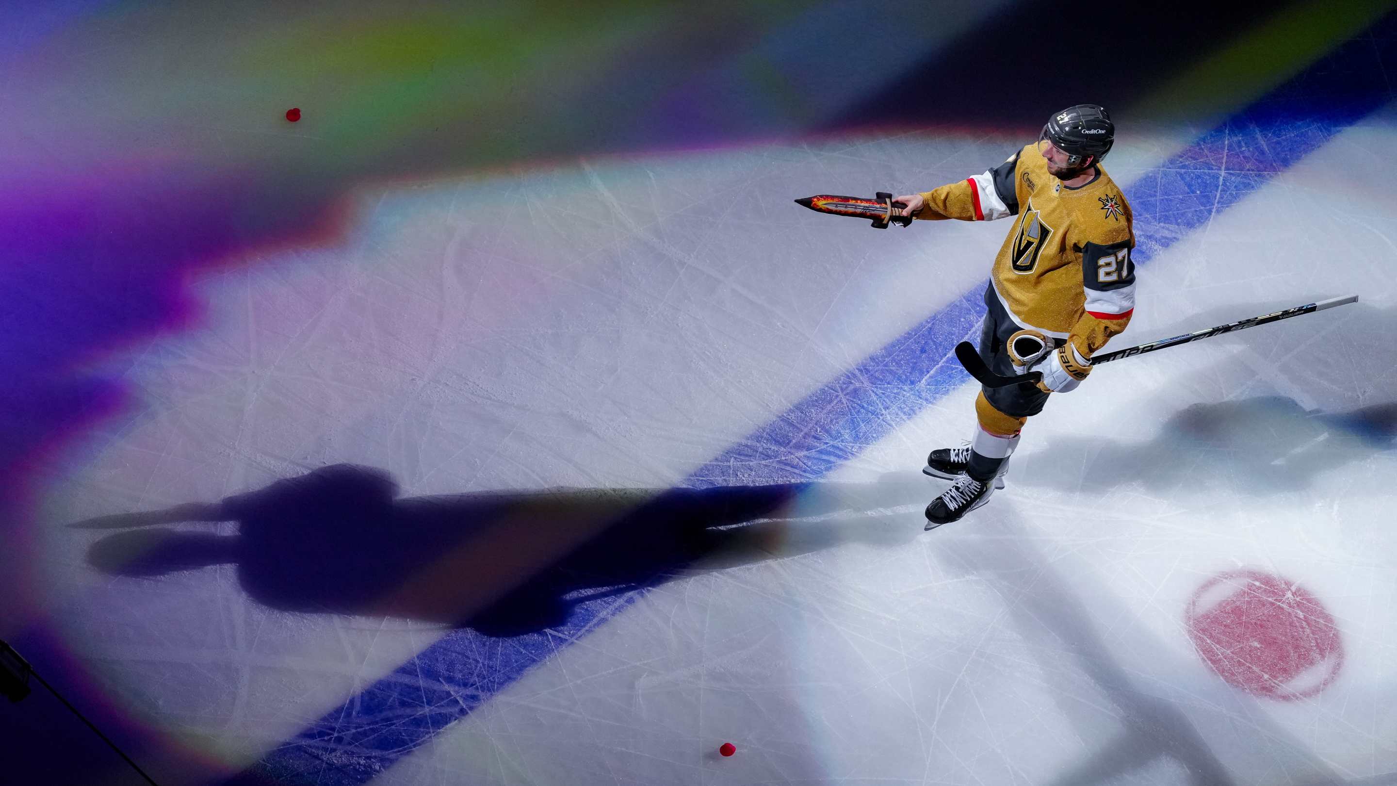 shea theodore on the ice postgame