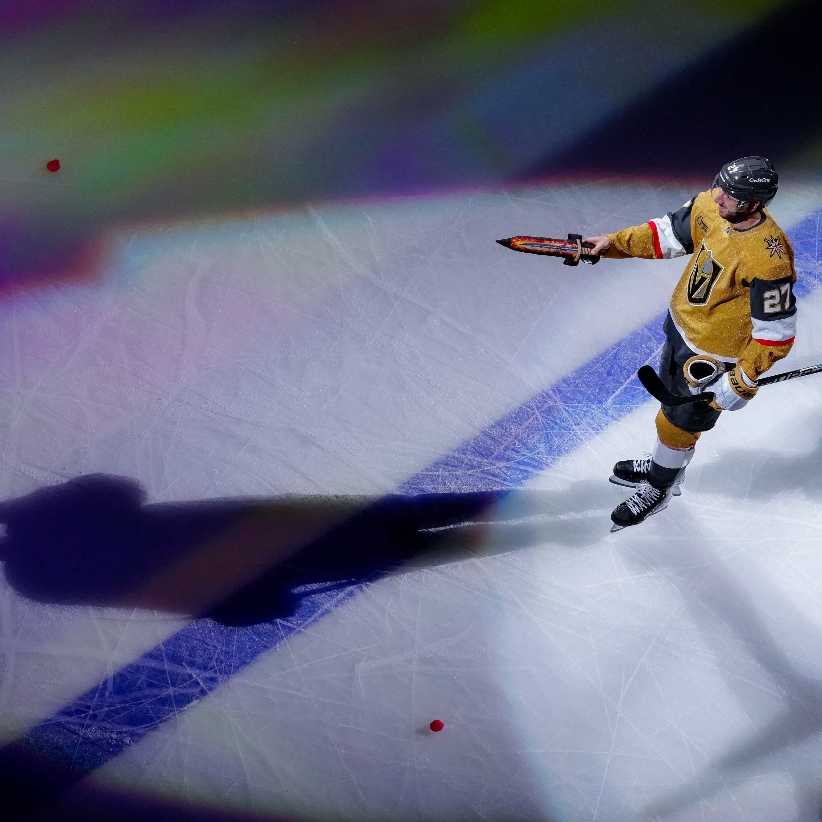 shea theodore on the ice postgame