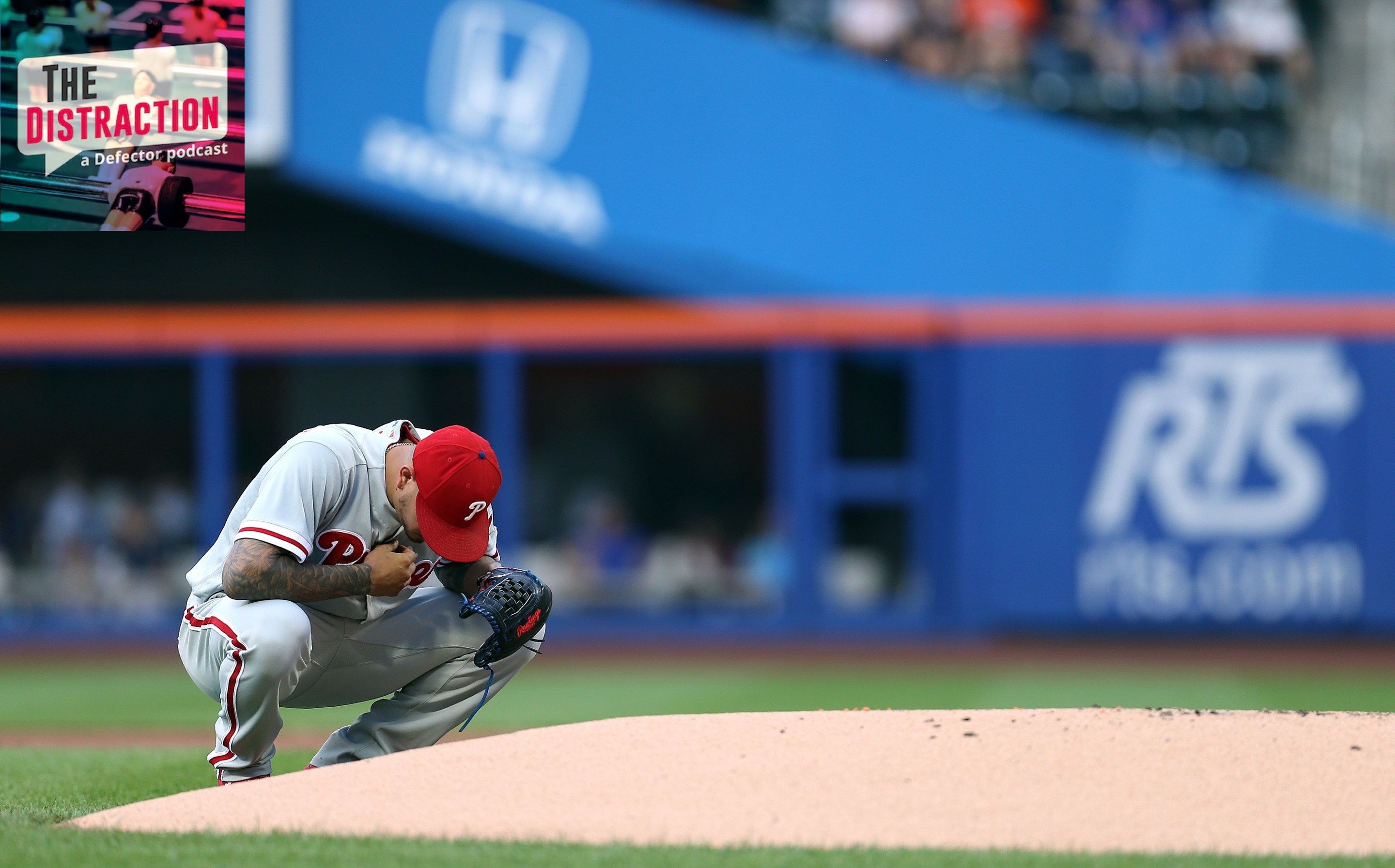 Vince Velasquez of the Philadelphia Phillies prays before he pitches against the New York Mets during a game at Citi Field on July 11, 2018.