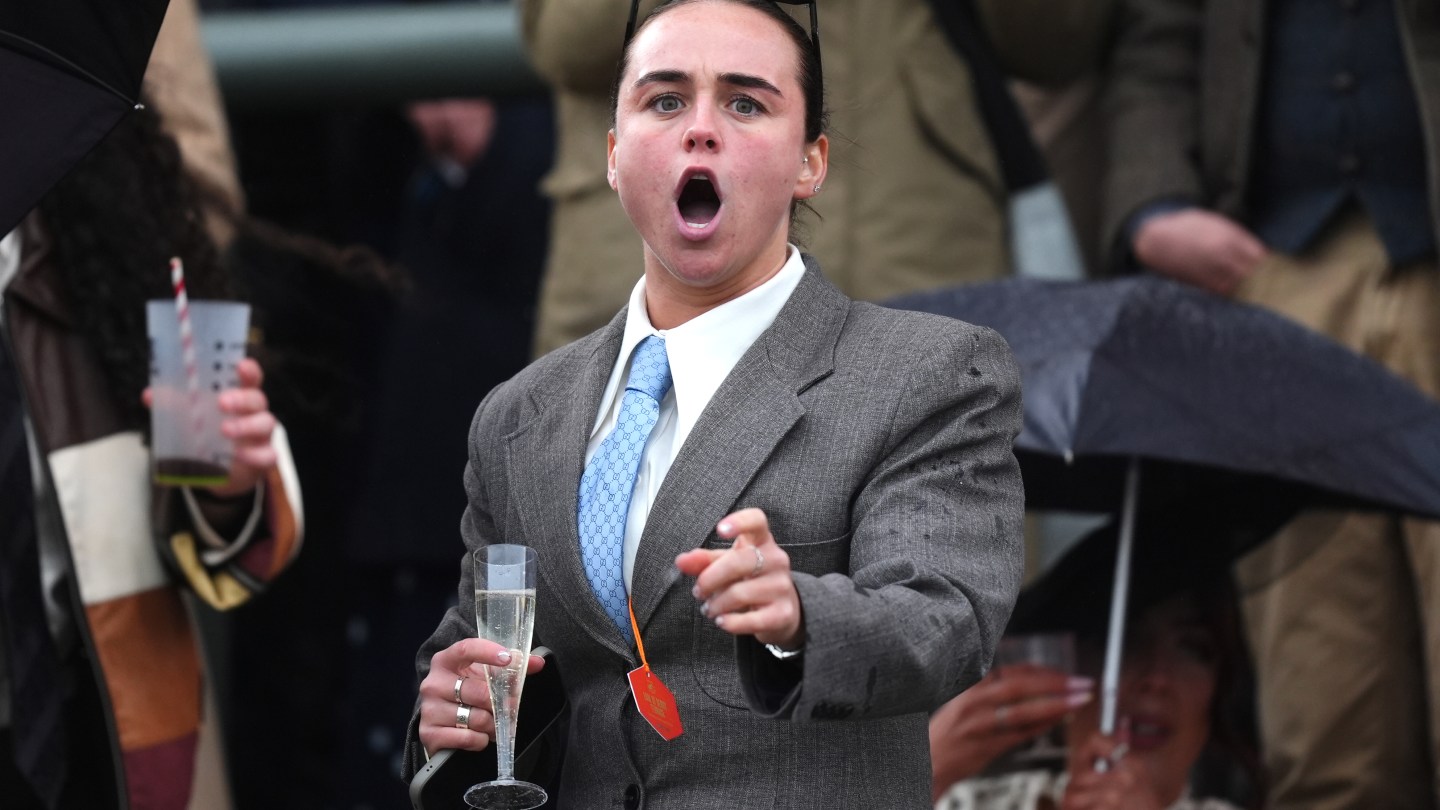 Racegoers on Grand National Day of the Randox Grand National Festival 2026 at Aintree Racecourse.
