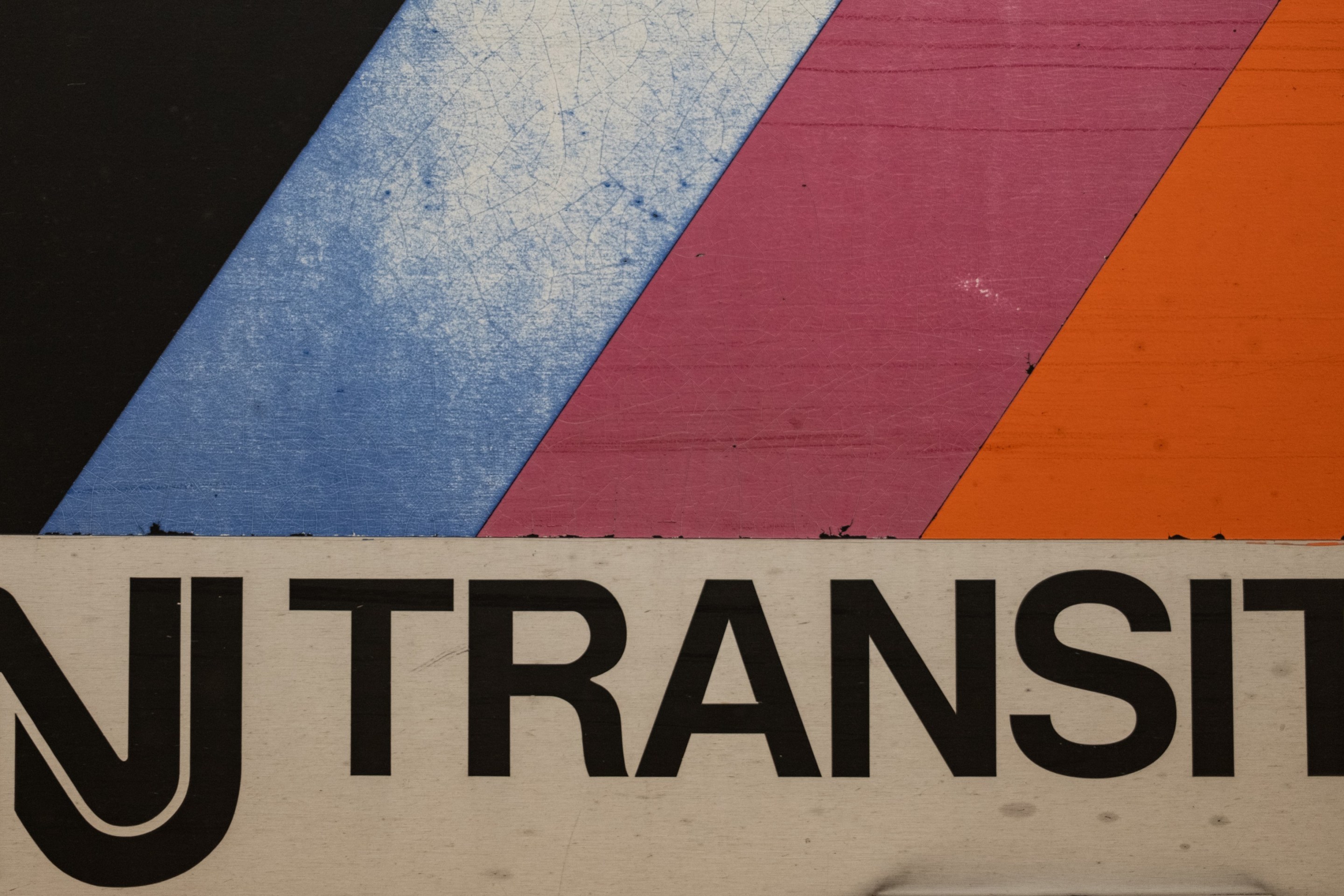 The NJ Transit logo is seen on a train at New York City Penn Station.