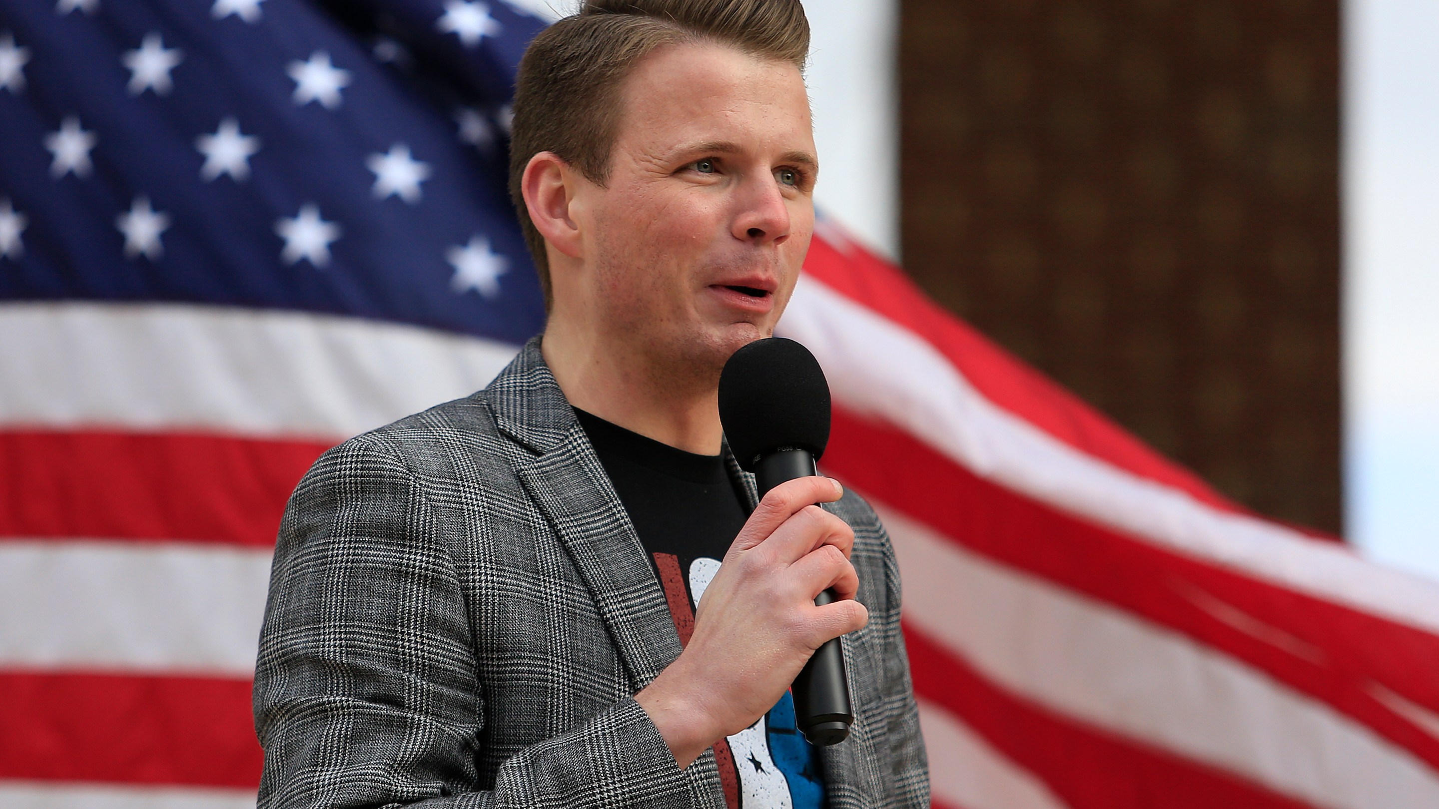 Ryan Fournier speaks to the crowd during the SAVE AMERICA TOUR