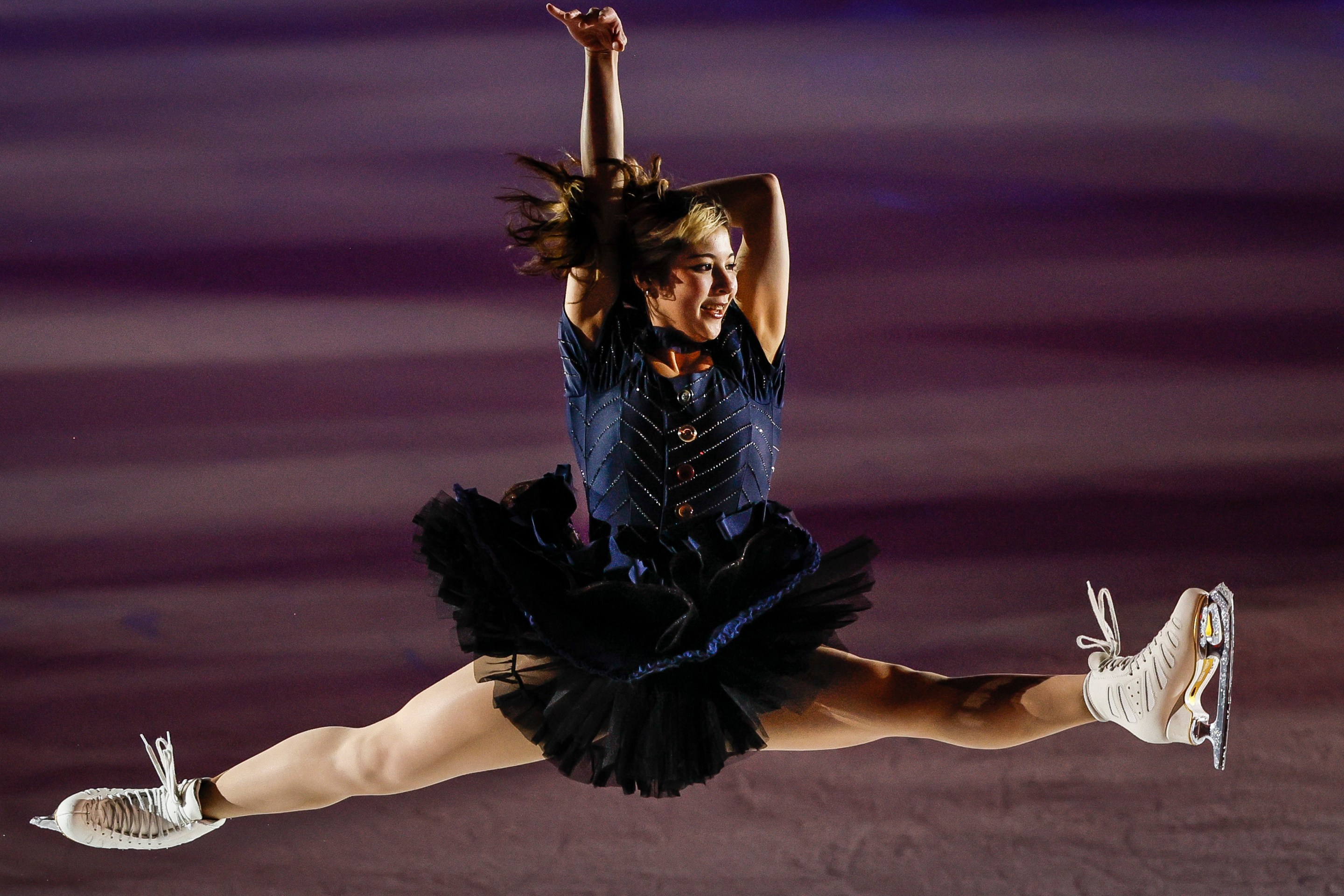 Olympic gold medalist Alysa Liu performs during the Skating Club of Boston's annual benefit ice show "Ice Chips 2026: A World Journey" at the Tenley E. Albright Performance Center on February 28, 2026.