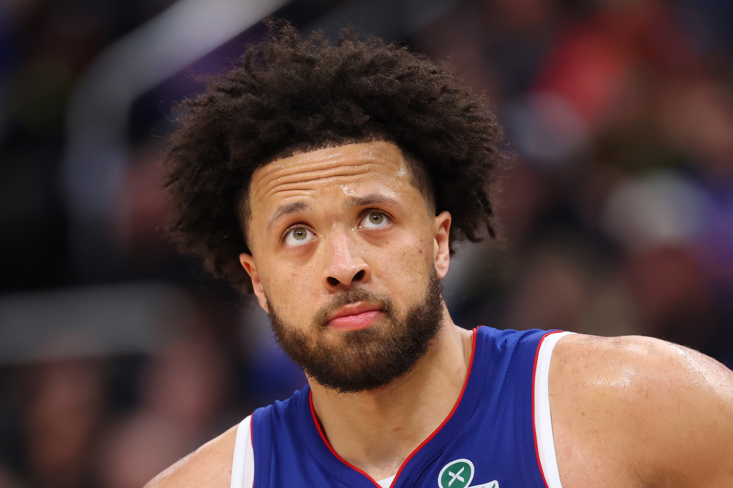 Cade Cunningham looks troubled.