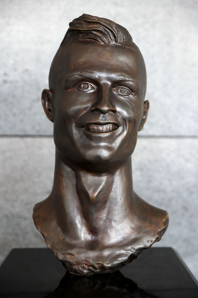 a fucked-up looking bust of cristiano ronaldo