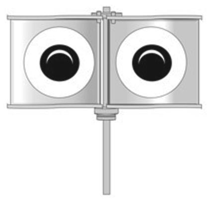 a close-up of the buoy's face with two huge eyes
