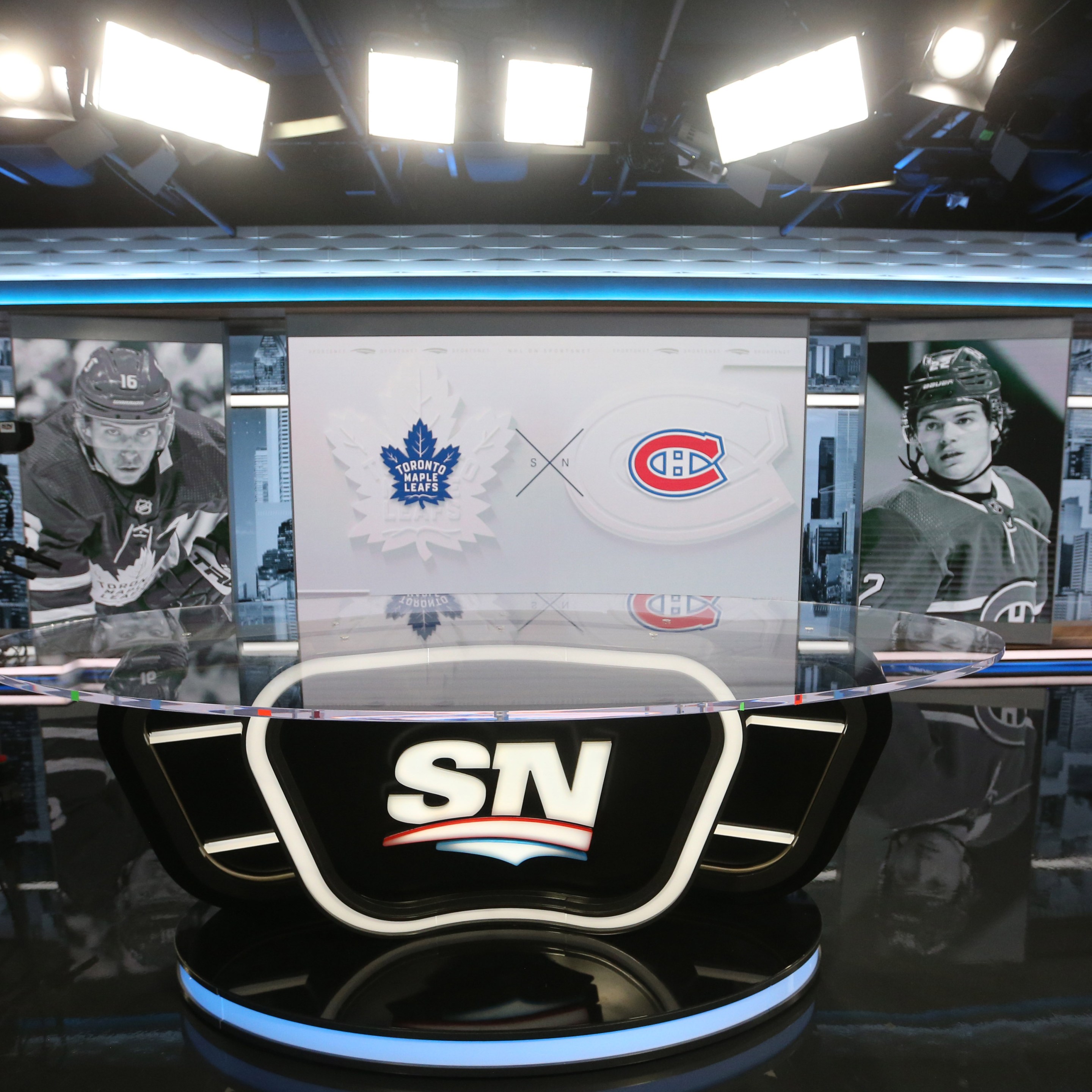 One of two new studio sets that have multiple spots within for shooting. Sportsnet has built a new set for their hockey coverage, including a new set for Hockey Night in Canada. in Toronto. October 6, 2021.