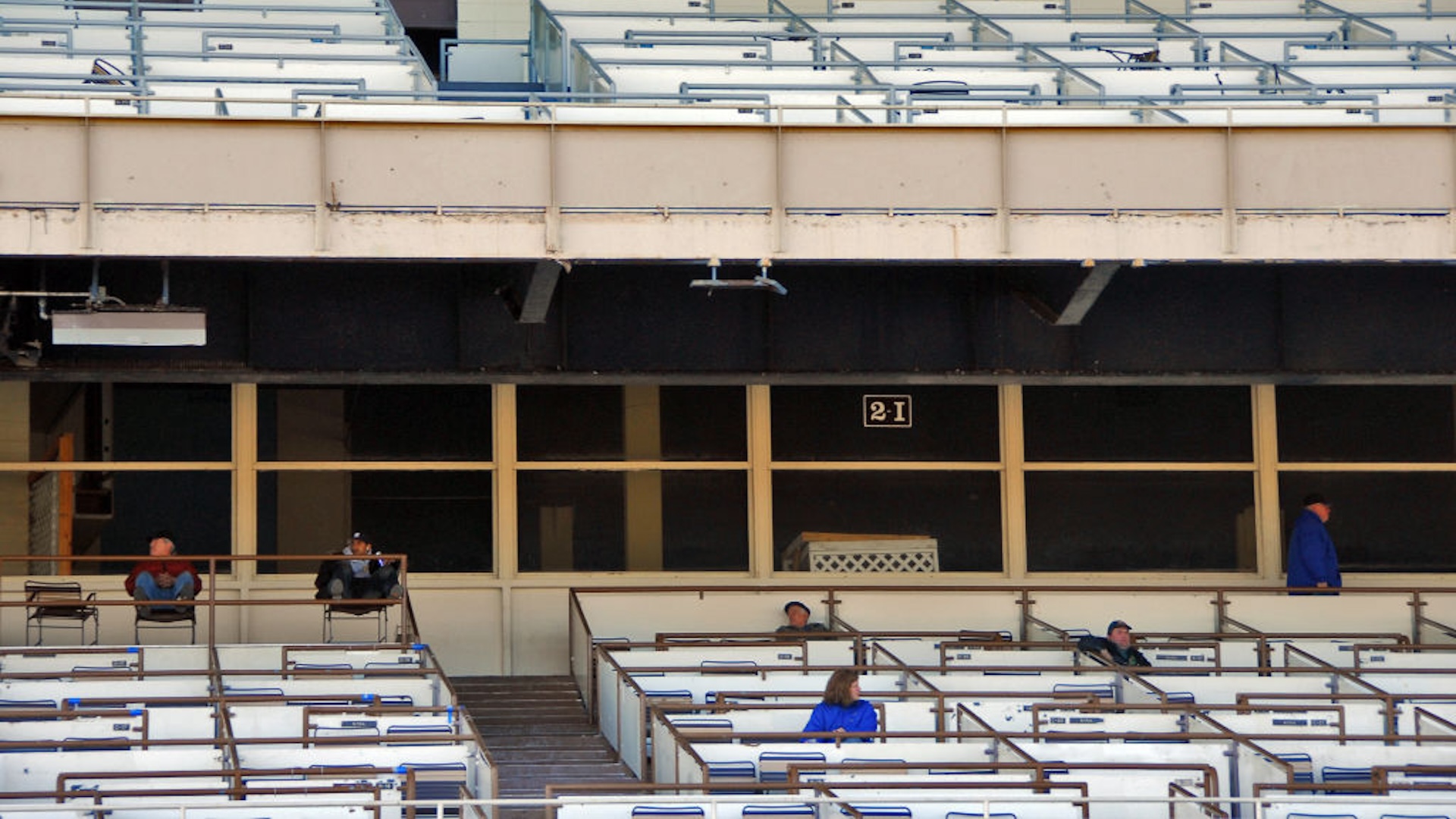 Empty stands at Aqueduct Racetrack