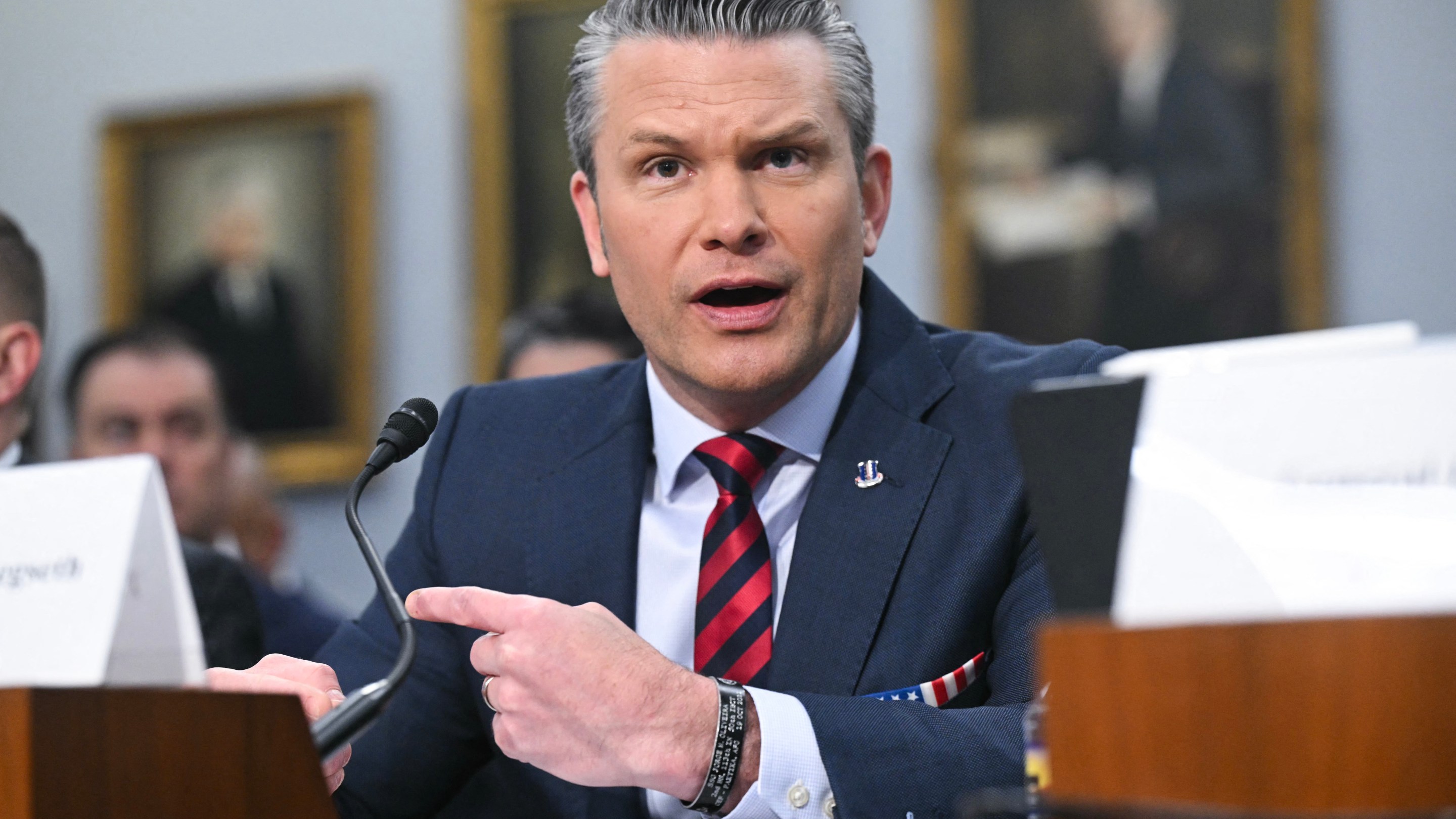US Secretary of Defense Pete Hegseth testifies during a House Committee on Appropriations, Subcommittee on Defense hearing to examine the 2027 budget for the Department of Defense on Capitol Hill in Washington, DC, on May 12, 2026.