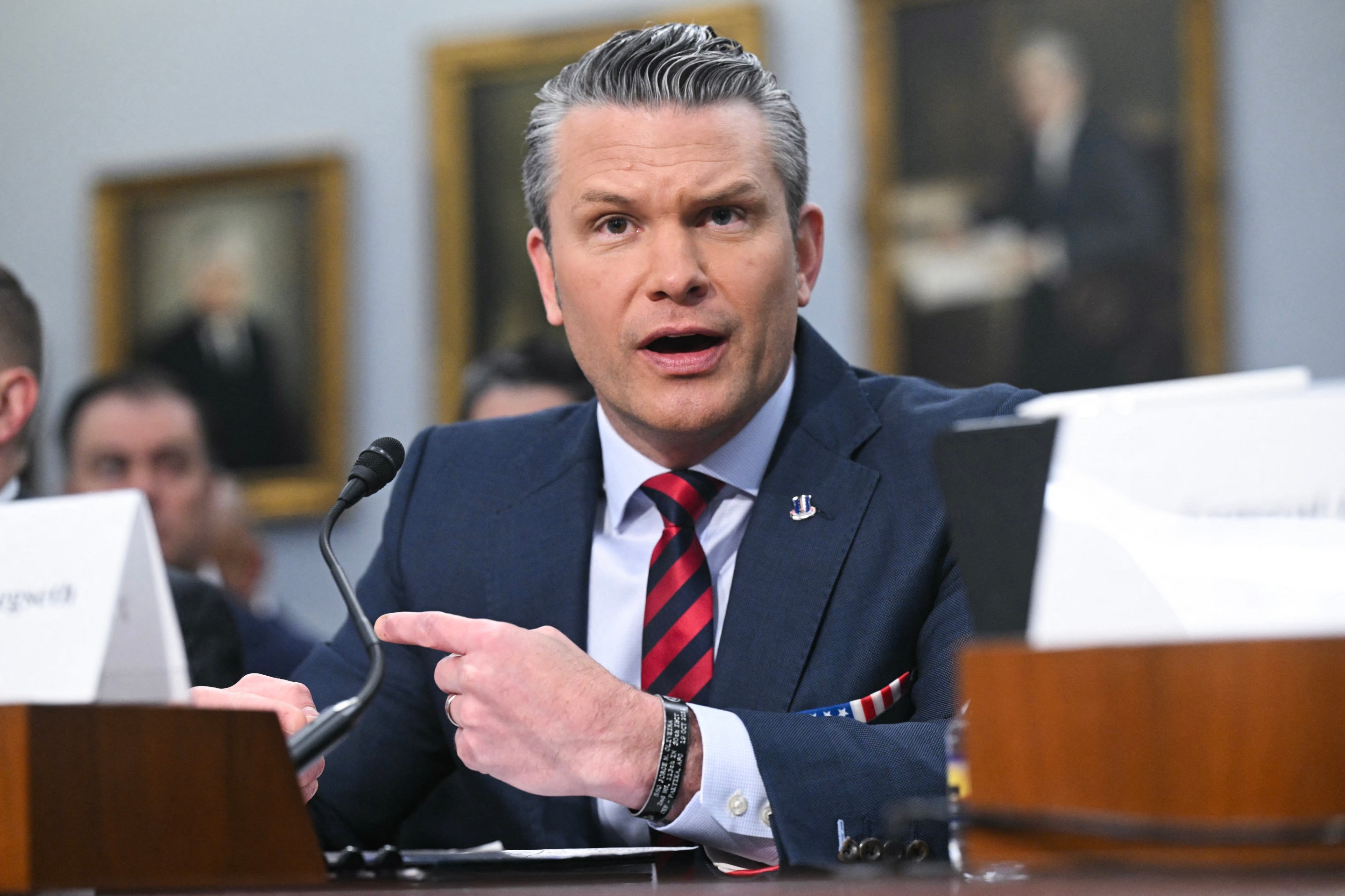 US Secretary of Defense Pete Hegseth testifies during a House Committee on Appropriations, Subcommittee on Defense hearing to examine the 2027 budget for the Department of Defense on Capitol Hill in Washington, DC, on May 12, 2026.