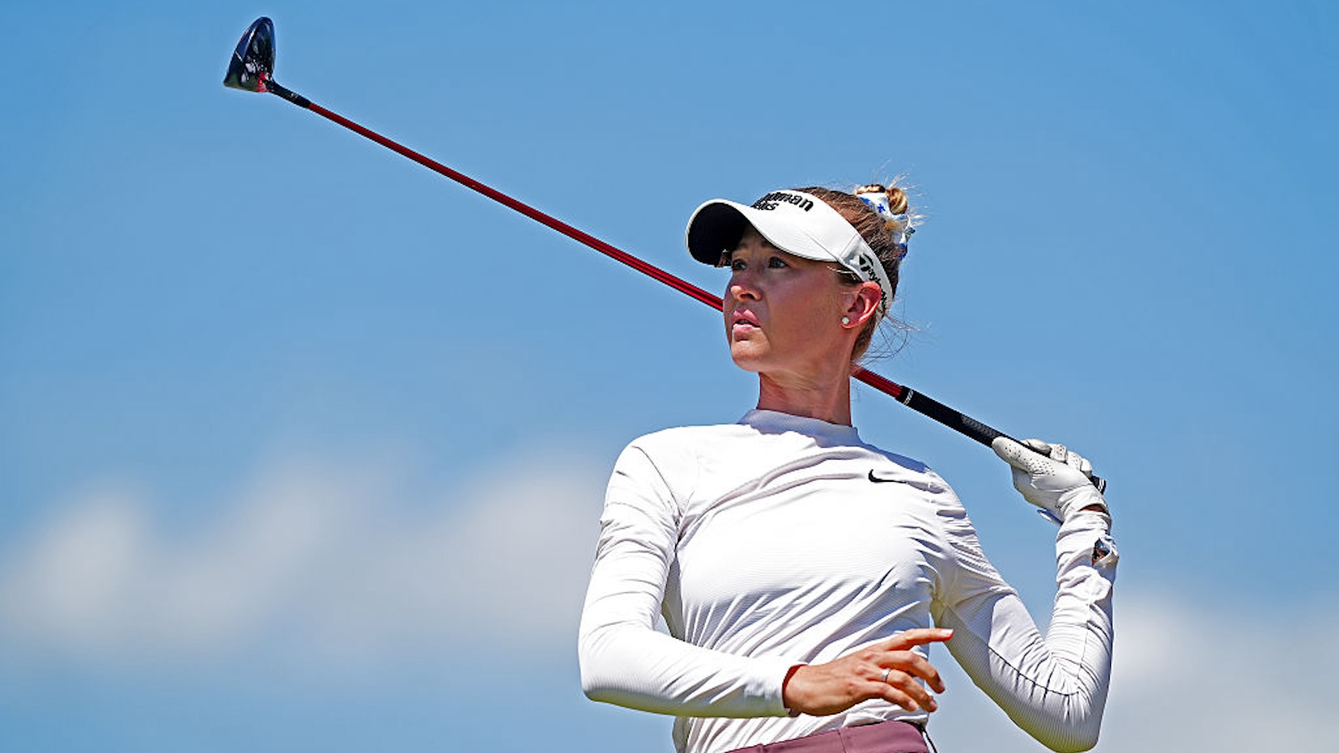 Nelly Korda watches her tee shot