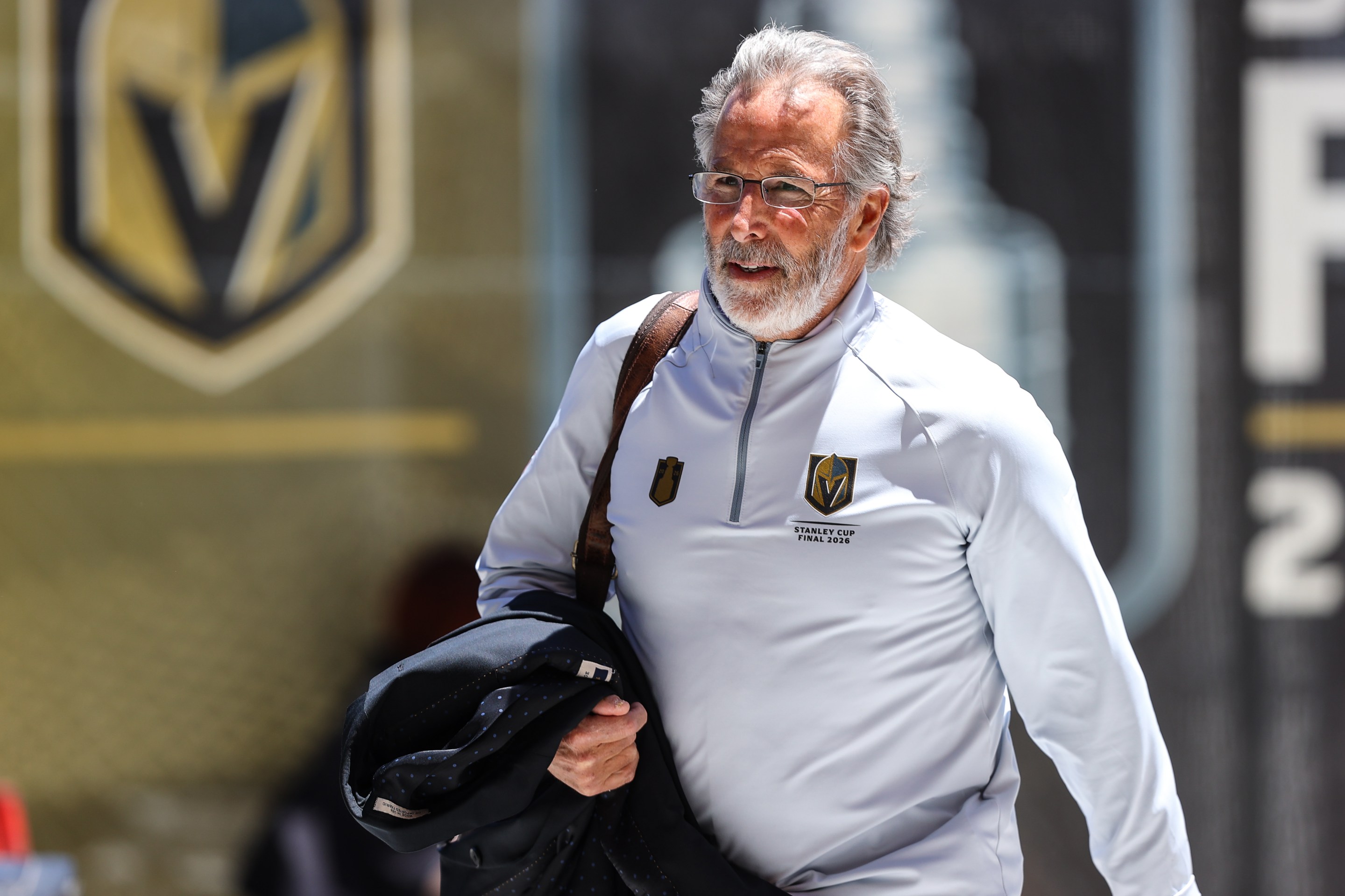LAS VEGAS, NV - JUNE 14: John Tortorella of the Vegas Golden Knights arrives before the start of game six of the 2026 Stanley Cup Final between the Vegas Golden Knights and the Carolina Hurricanes on June 14, 2026, at T-Mobile Arena in Las Vegas, NV. (Photo by Christopher Trim/Icon Sportswire via Getty Images)