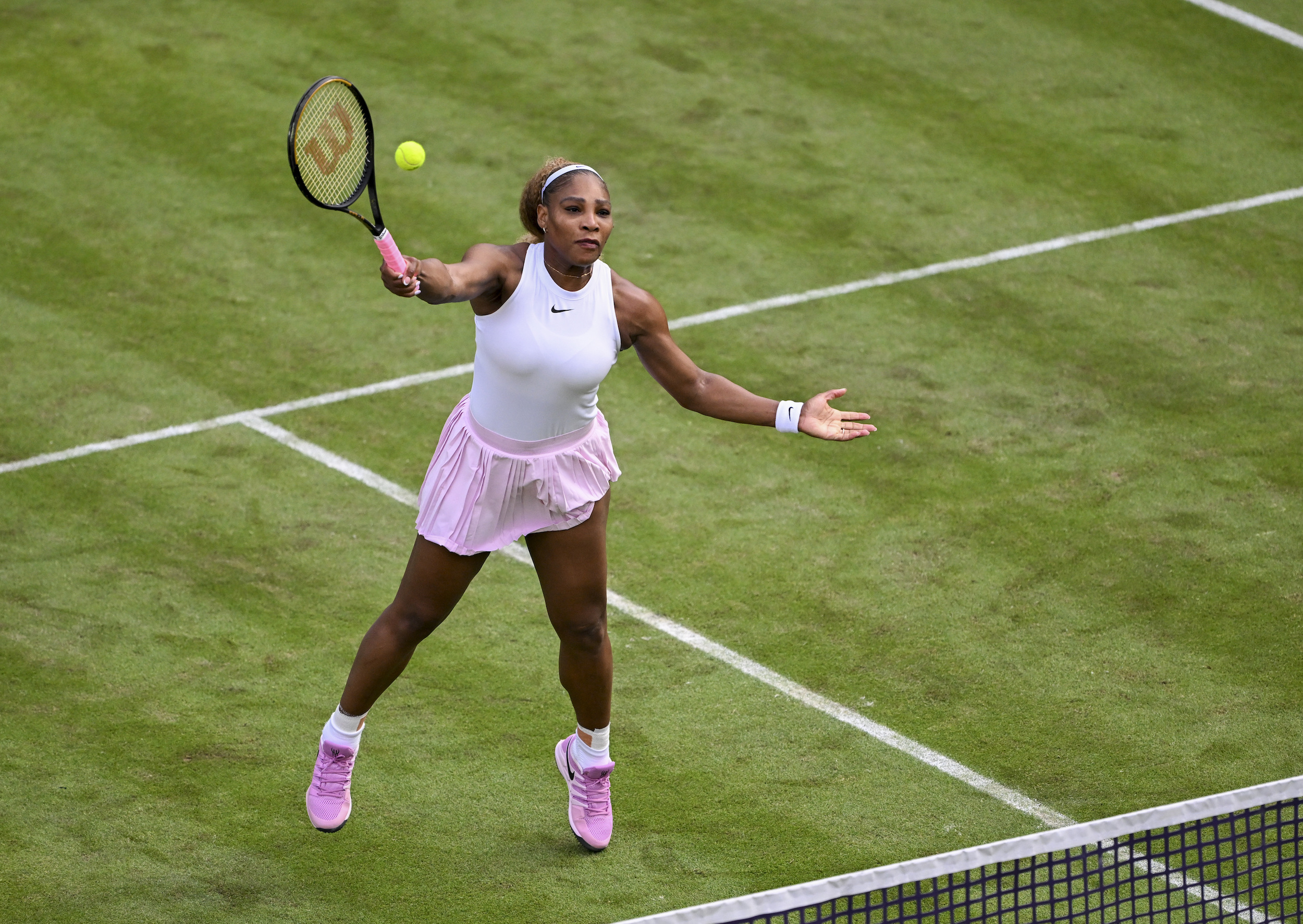 BERLIN, GERMANY - JUNE 16: Serena Williams of the United States competes during the women's doubles match alongside Karolina Muchova against Giuliana Olmos and Erin Routliffe at the WTA 500 Berlin Ladies Open tennis tournament in Berlin, Germany on June 16, 2026. (Photo by Halil Sagirkaya/Anadolu via Getty Images)