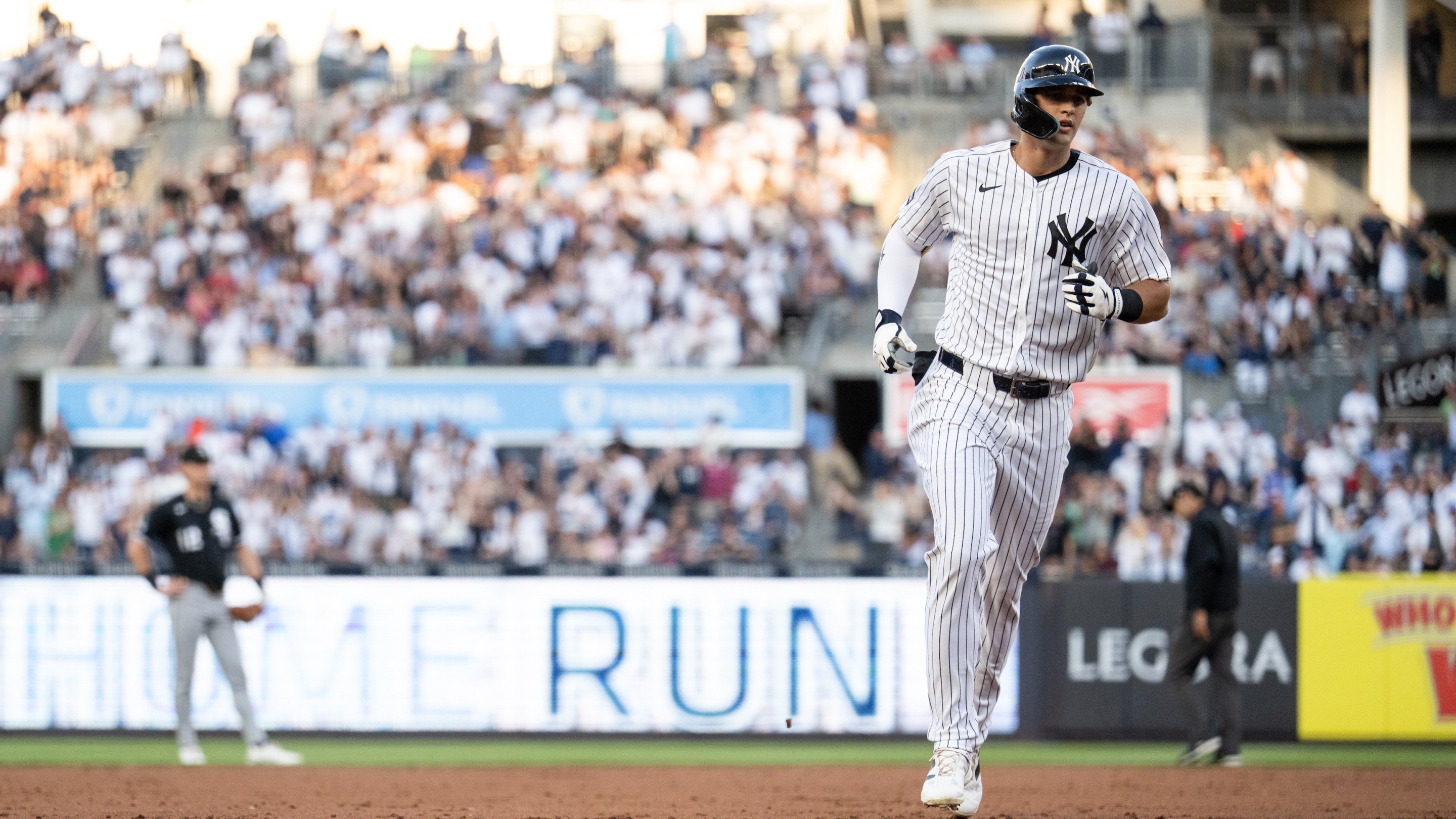 Spencer Jones #78 of the New York Yankees rounds the bases after hitting a solo home run