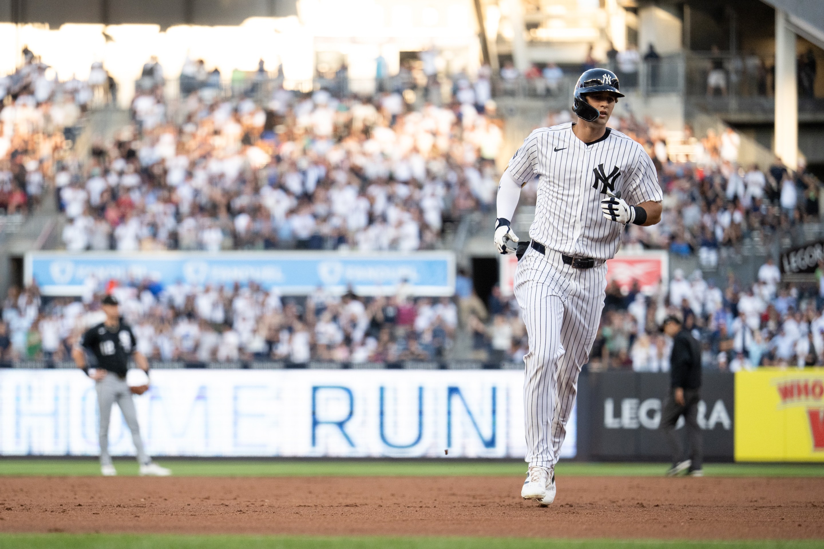 Spencer Jones #78 of the New York Yankees rounds the bases after hitting a solo home run