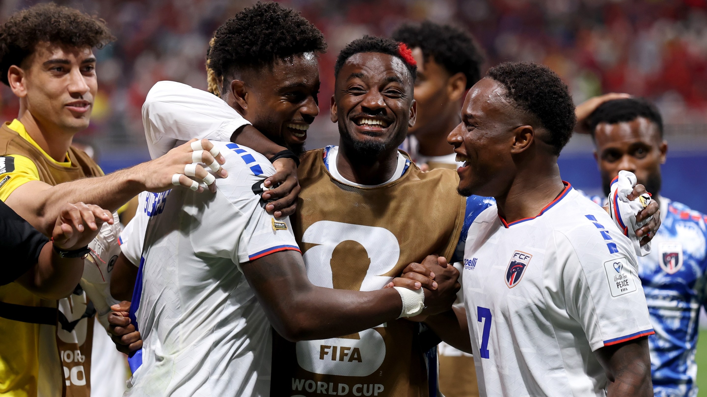 Cabo Verde players react after the 0-0 draw during the FIFA World Cup 2026 Group H match between Spain and Cabo Verde at Atlanta Stadium on June 15, 2026.