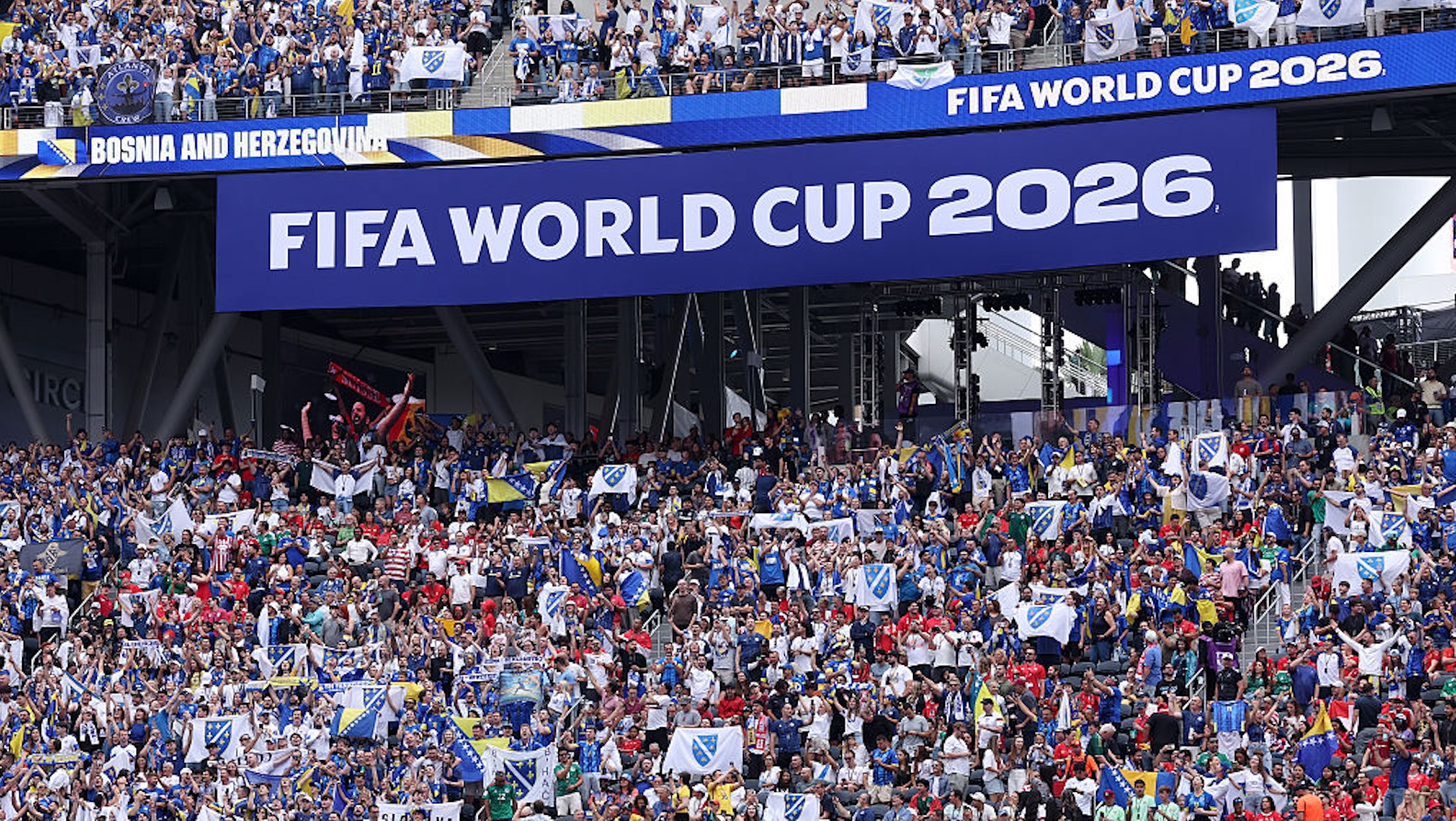 Fans in a world cup stadium