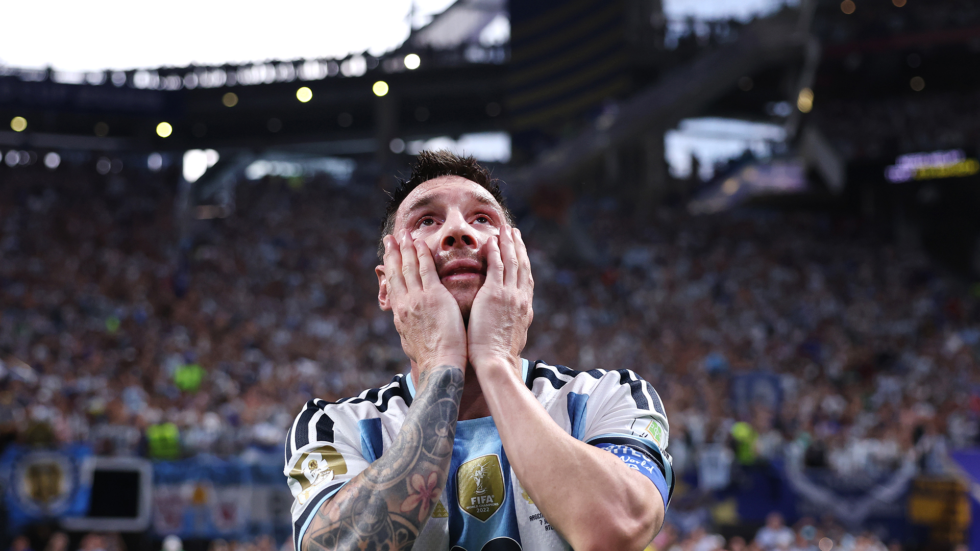 Lionel Messi #10 of Argentina celebrates after the 3-2 victory during the FIFA World Cup 2026 Round of 16 match between Argentina and Egypt at Atlanta Stadium on July 07, 2026 in Atlanta, Georgia.