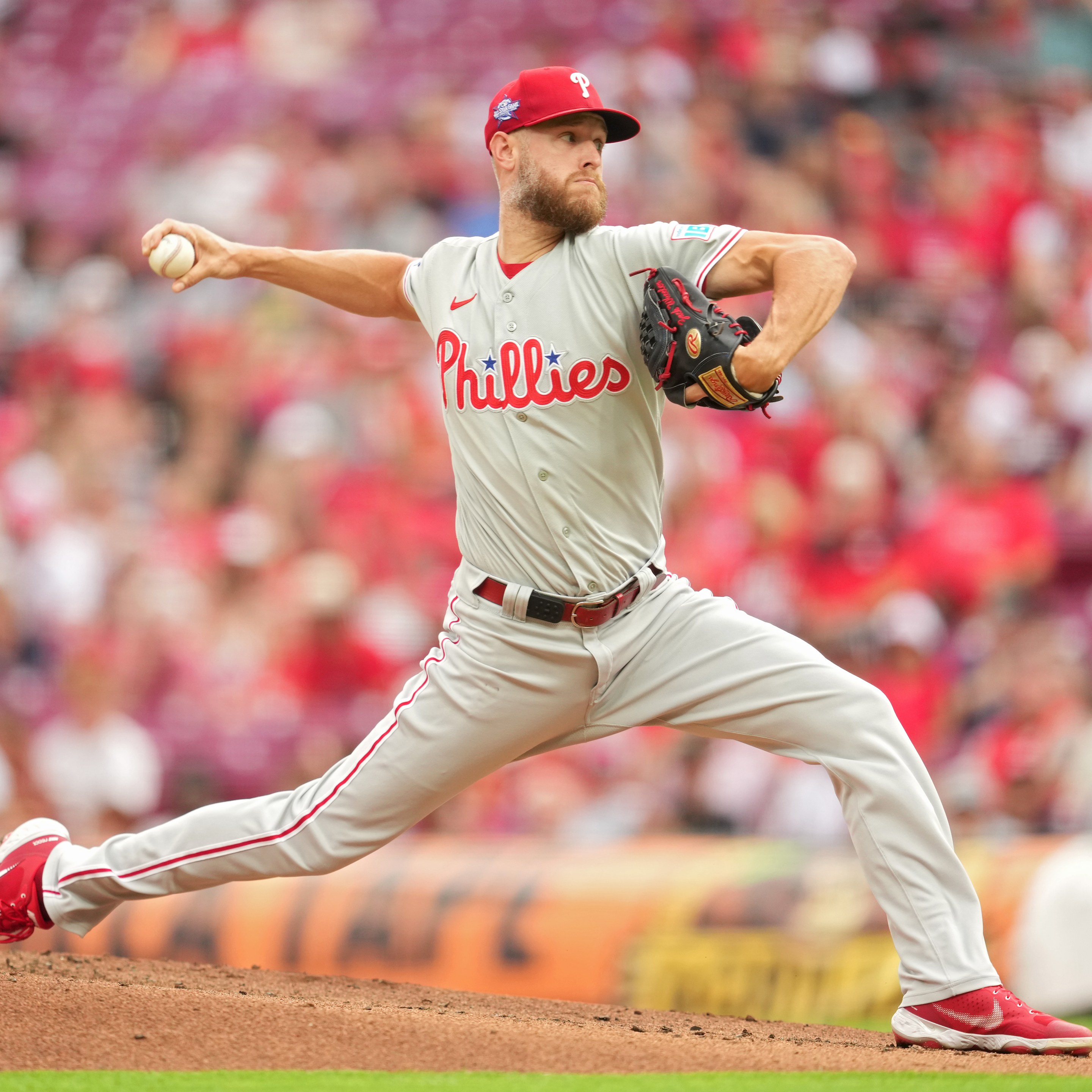 Pitcher Zack Wheeler #45 of the Philadelphia Phillies throws a pitch