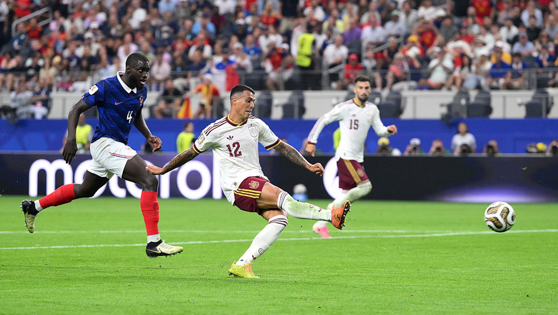 Pedro Porro shoots on goal