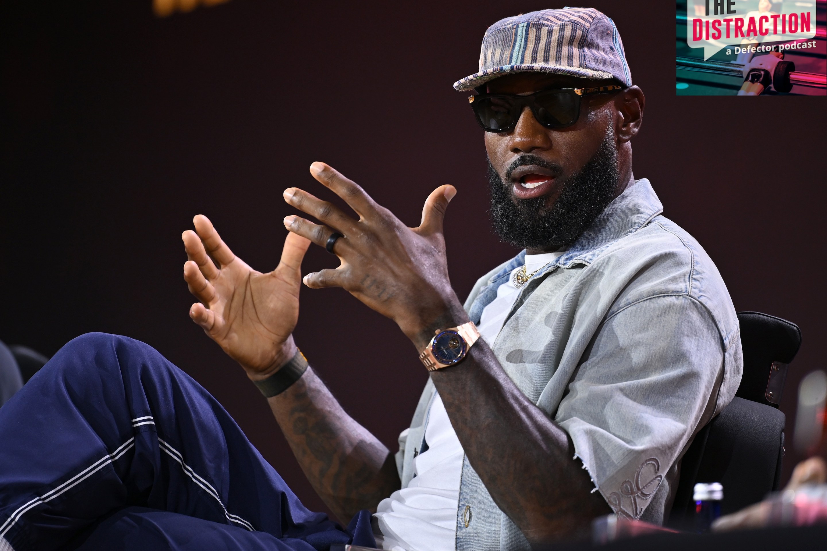 LeBron James speaks onstage during The Shop Live panel at Fanatics Fest NYC 2026 at Jacob Javits Center on July 17, 2026.