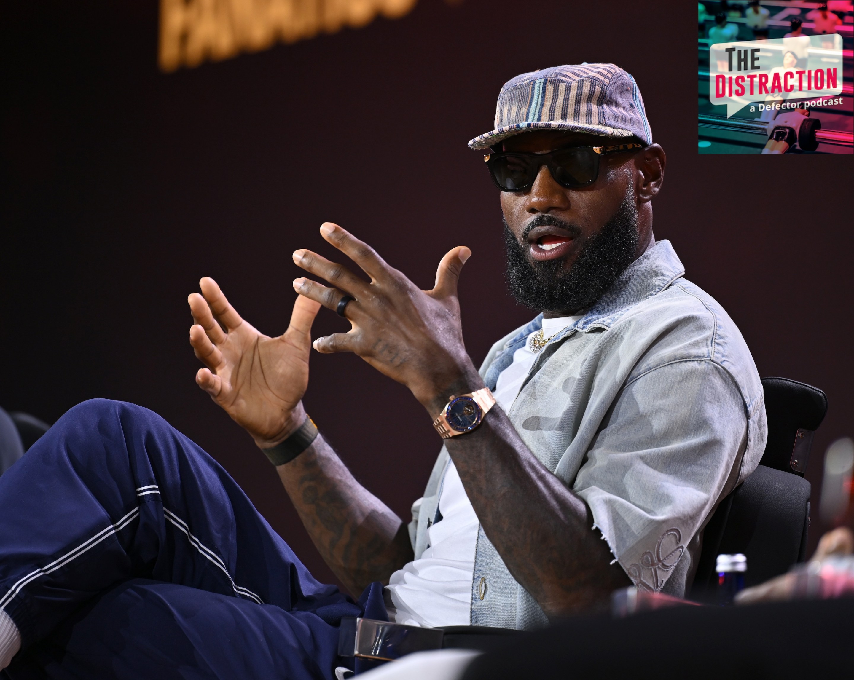 LeBron James speaks onstage during The Shop Live panel at Fanatics Fest NYC 2026 at Jacob Javits Center on July 17, 2026.