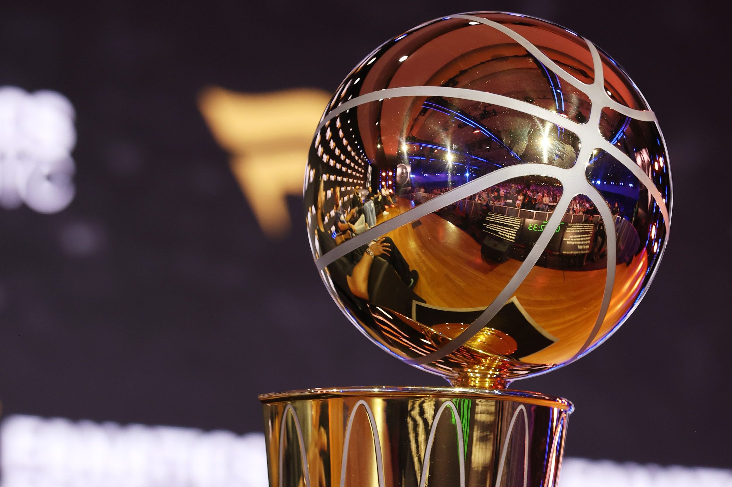 A view of the Larry O'Brien championship trophy