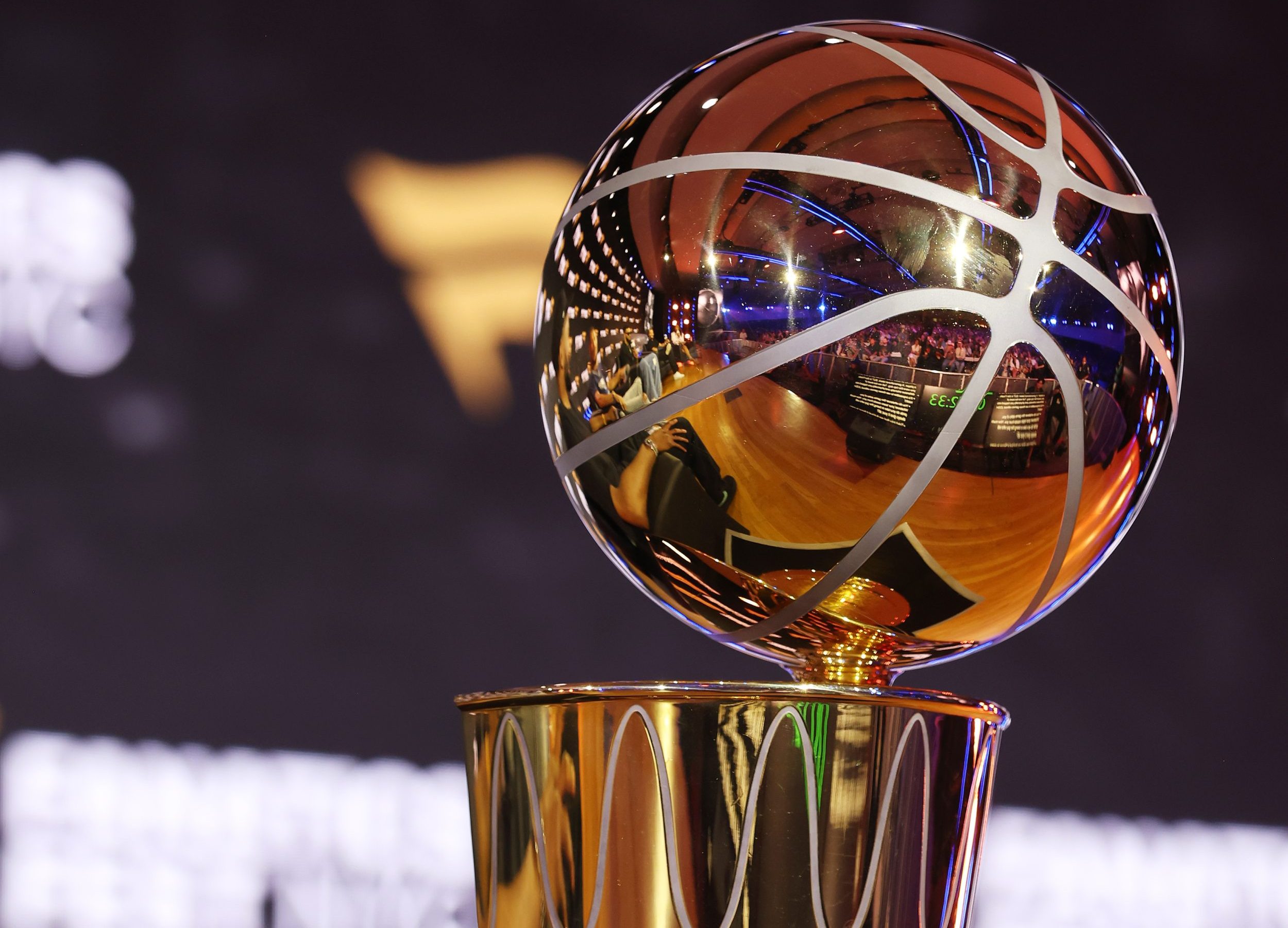 A view of the Larry O'Brien championship trophy