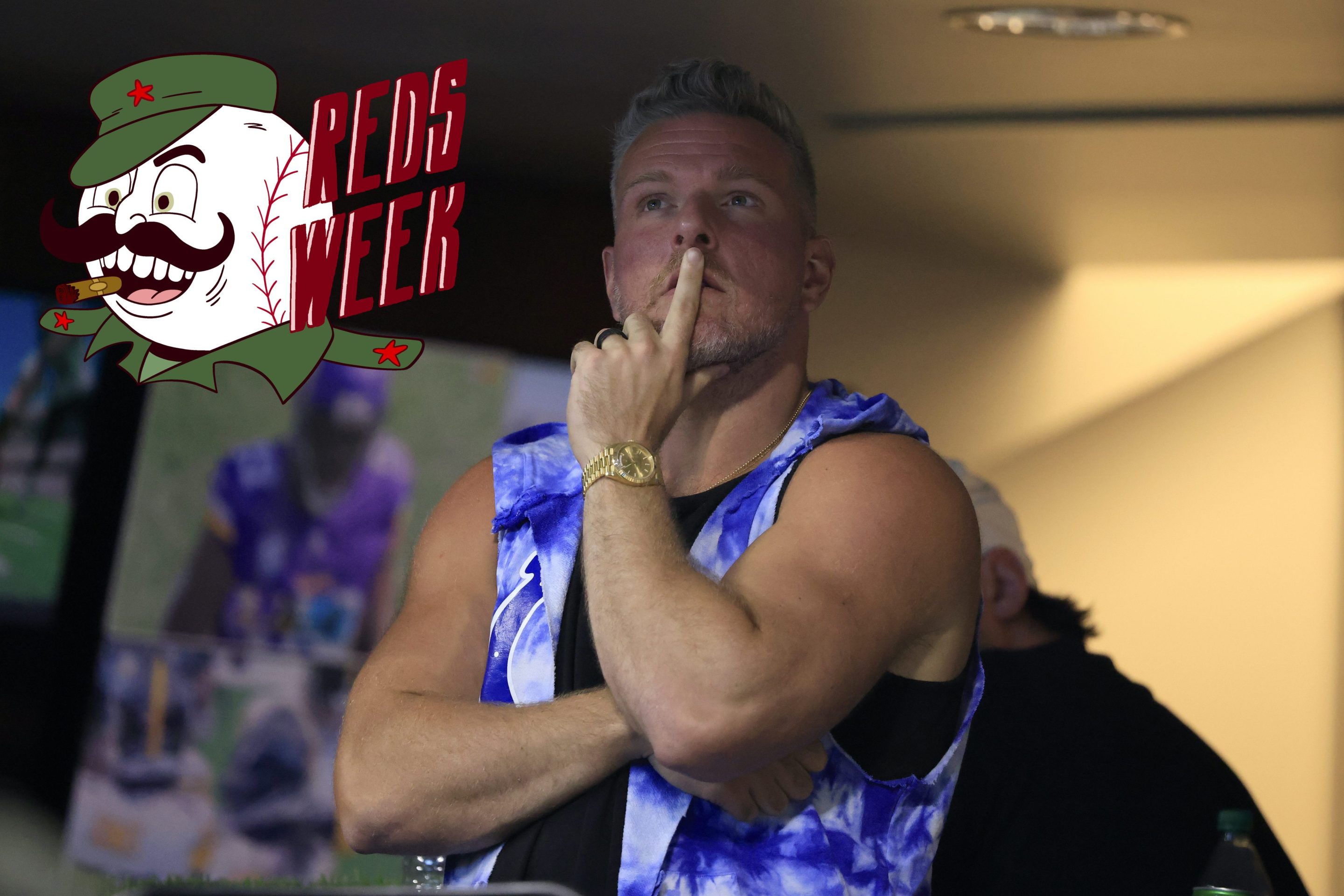 Pat McAfee reacts in the game between the Los Angeles Rams and the Indianapolis Colts